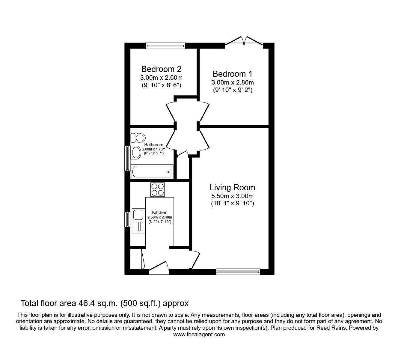 Floorplan of 2 bedroom Semi Detached Bungalow for sale, Lowick, York, YO24