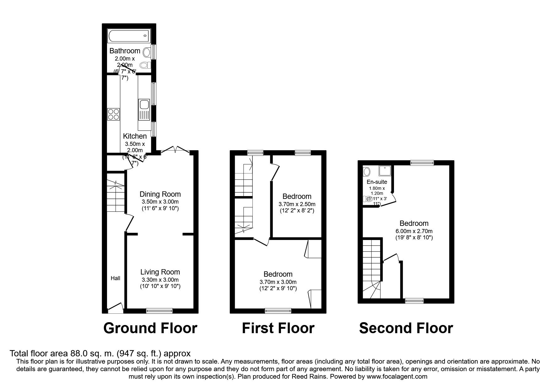 Floorplan of 3 bedroom Mid Terrace House to rent, Acomb, York, YO24