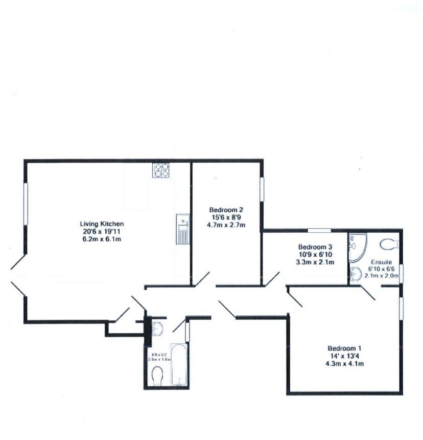 Floorplan of 3 bedroom Link Detached Bungalow for sale, Westfield Court, Acomb, North Yorkshire, YO26