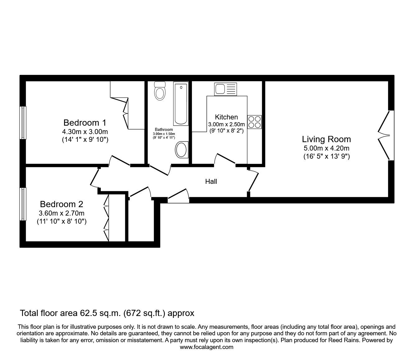 Floorplan of 2 bedroom  Flat for sale, Princess Drive, York, North Yorkshire, YO26
