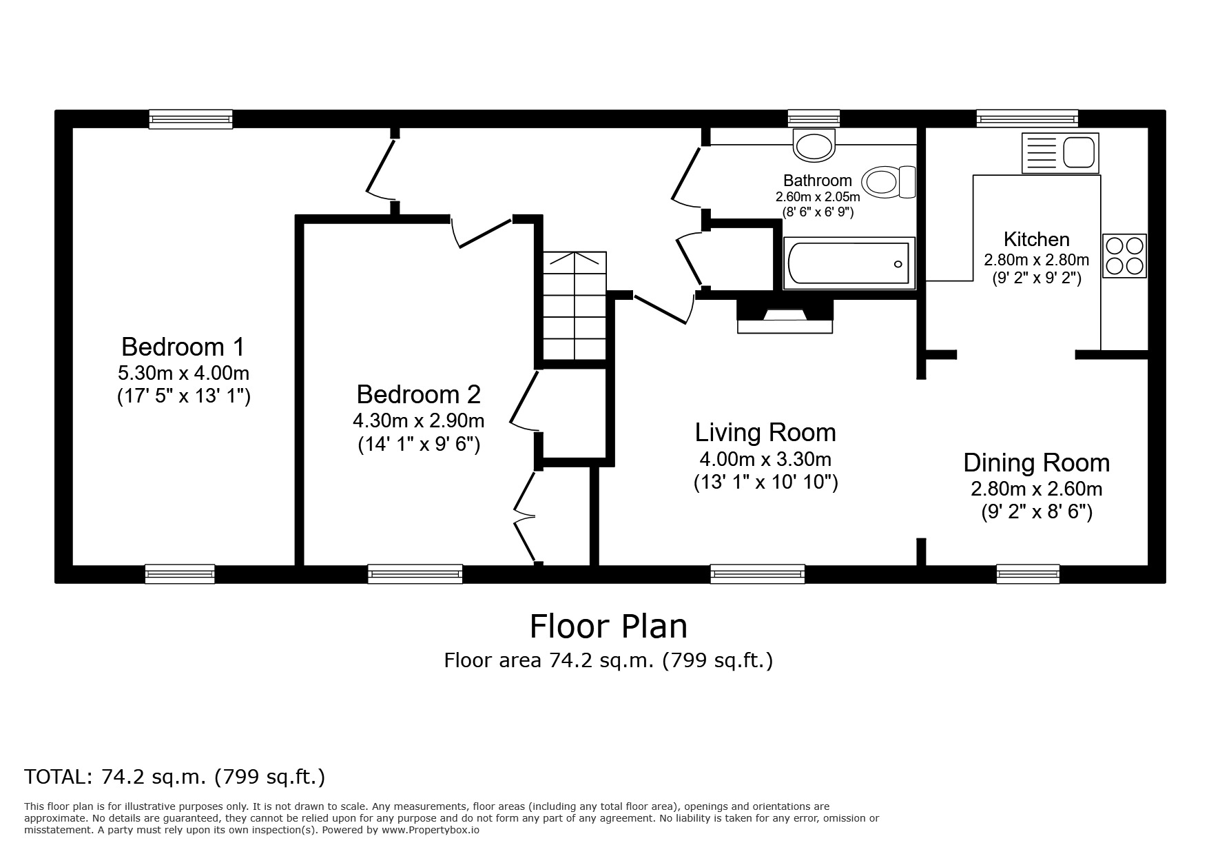 Floorplan of 2 bedroom Flat to rent, Princess Drive, York, North Yorkshire, YO26