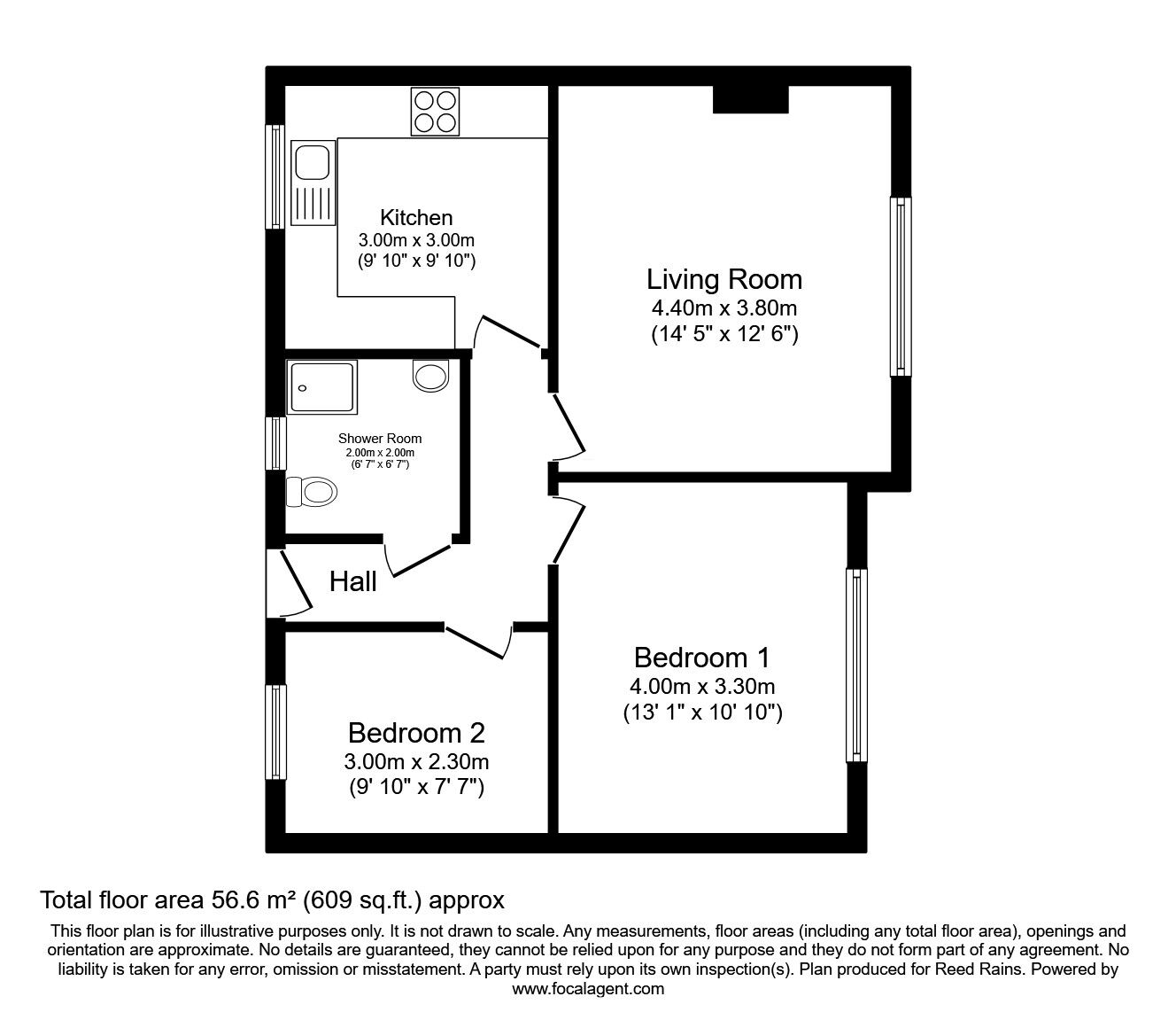 Floorplan of 2 bedroom End Terrace Bungalow for sale, West Thorpe, York, North Yorkshire, YO24