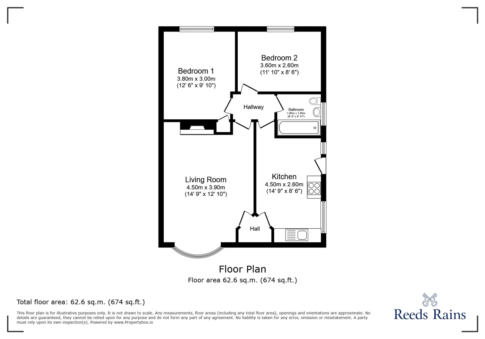 Floorplan of 2 bedroom Semi Detached Bungalow for sale, Dilys Grove, York, North Yorkshire, YO26