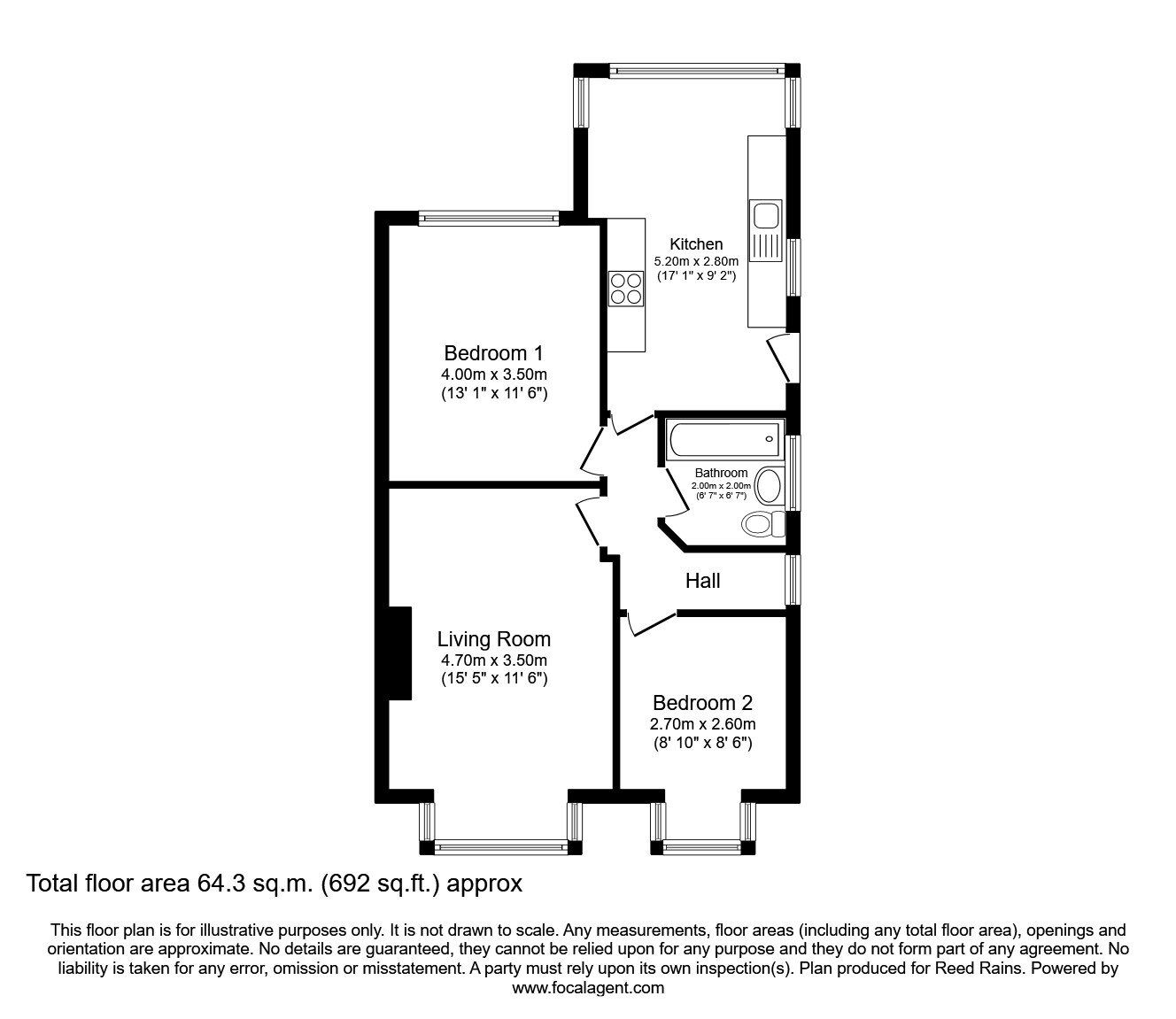 Floorplan of 2 bedroom Semi Detached Bungalow for sale, Sherwood Grove, Acomb, North Yorkshire, YO26