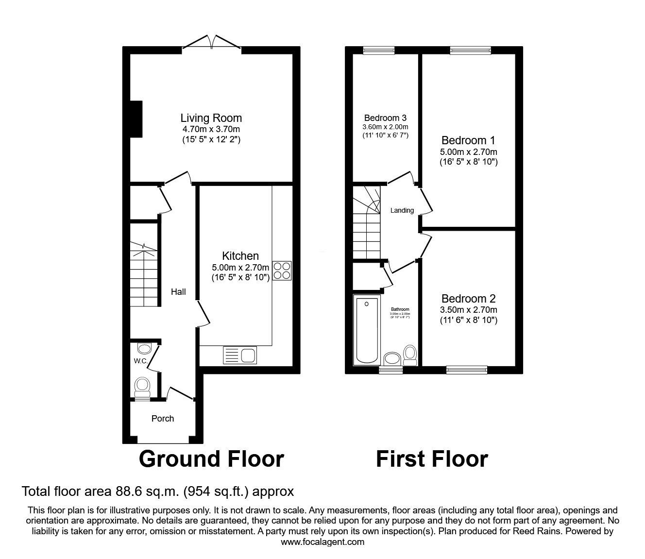 Floorplan of 3 bedroom Mid Terrace House for sale, Chase Side Court, York, North Yorkshire, YO24