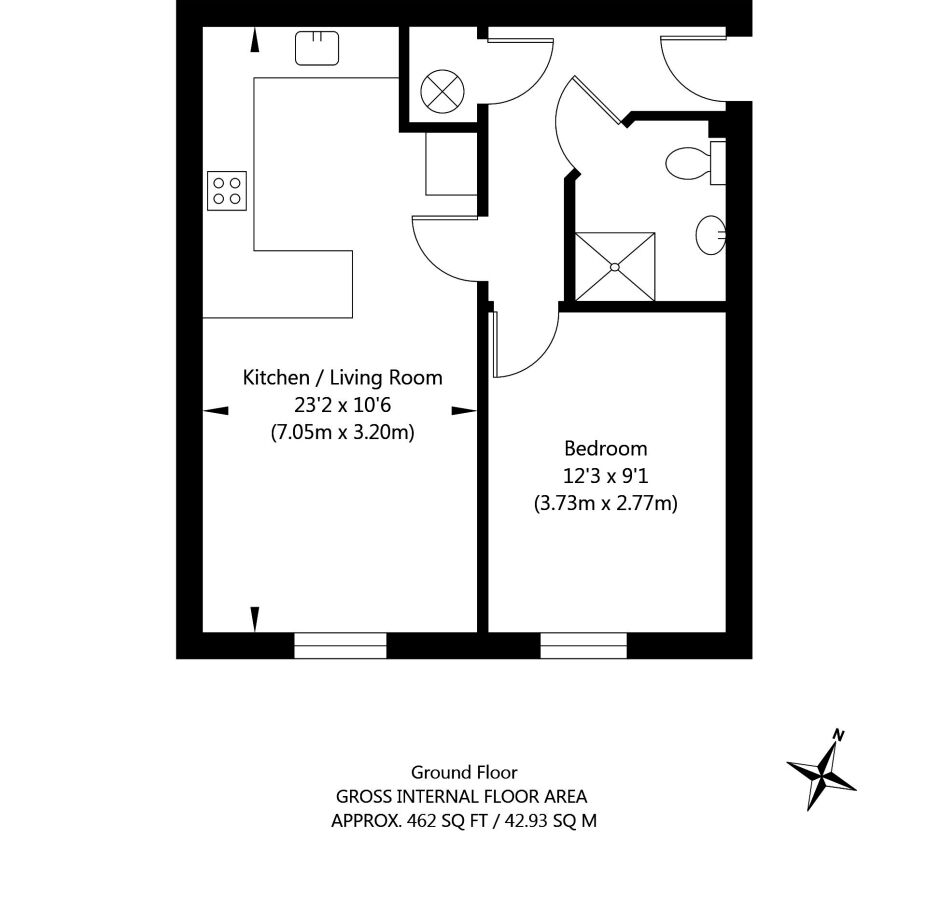 Floorplan of 1 bedroom  Flat for sale, Highcroft Court, York, North Yorkshire, YO24