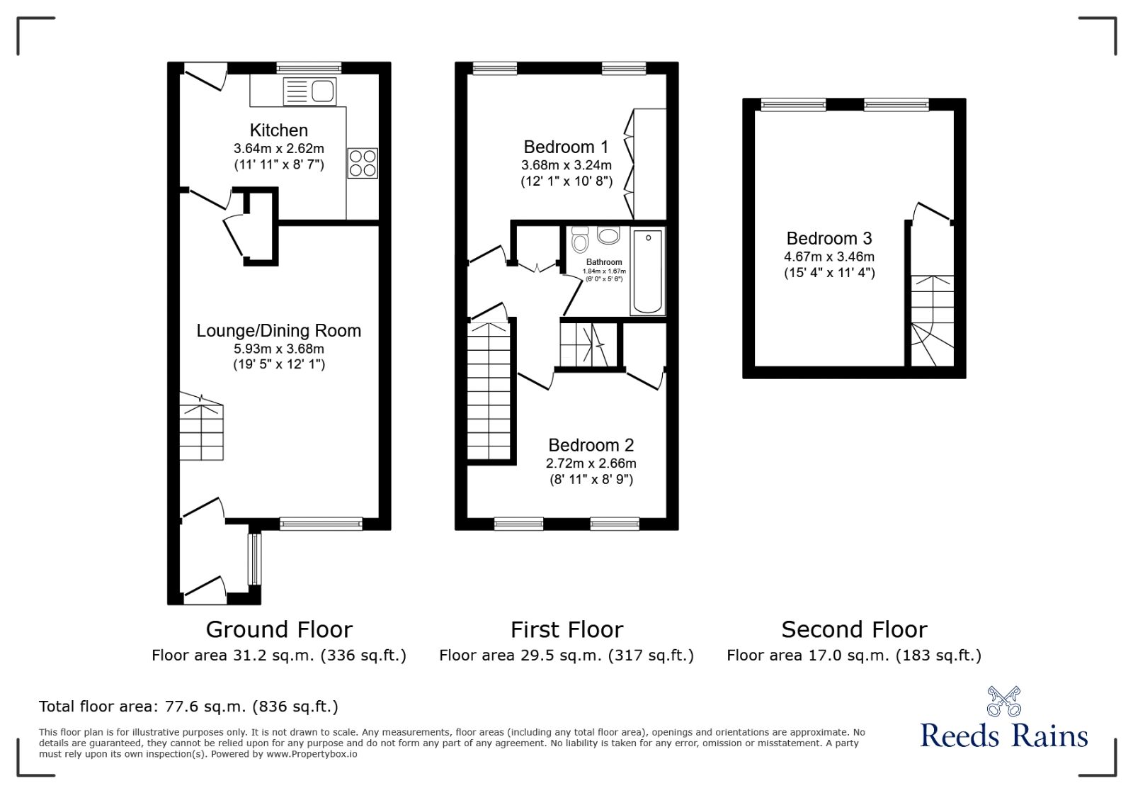 Floorplan of 3 bedroom Mid Terrace House for sale, Harold Court, York, North Yorkshire, YO24