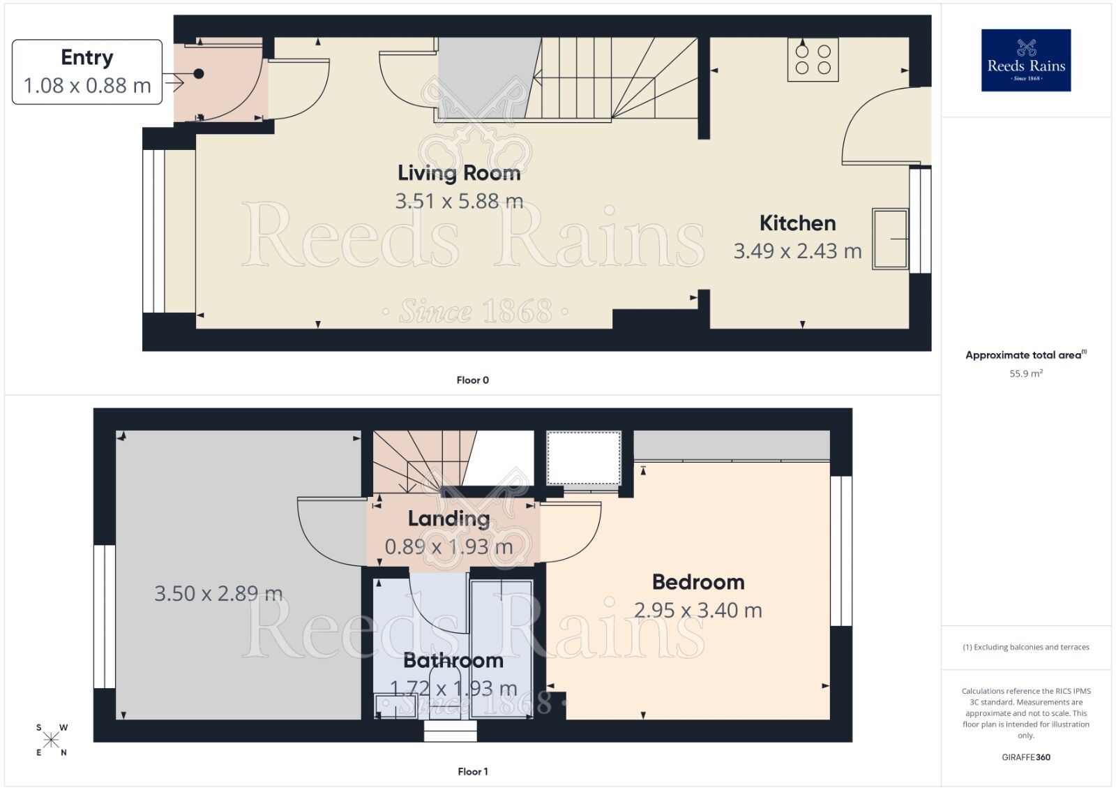 Floorplan of 2 bedroom End Terrace House for sale, Orrin Close, York, North Yorkshire, YO24