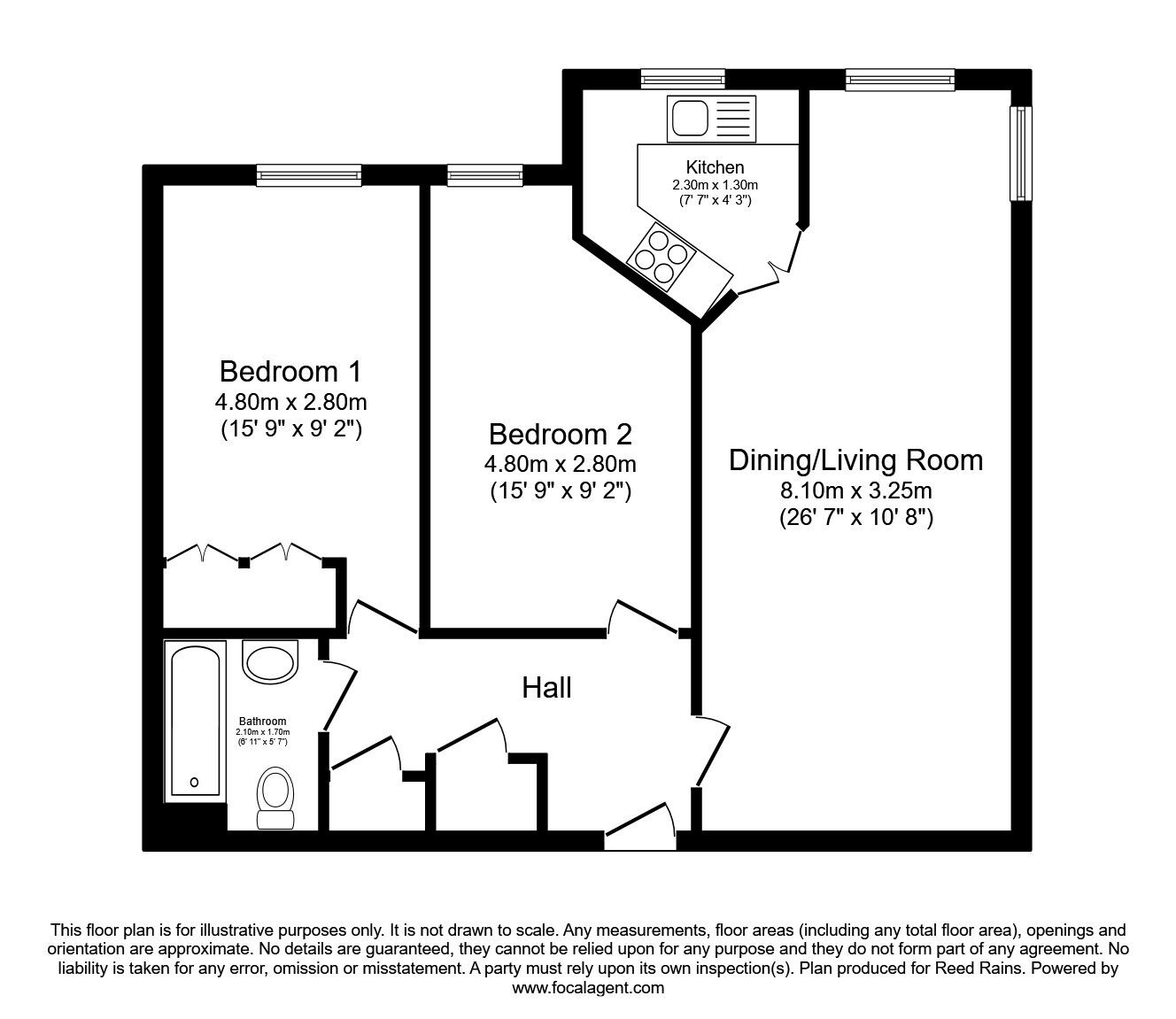 Floorplan of 2 bedroom  Flat for sale, Fairfax Court, Acomb Road, North Yorkshire, YO24