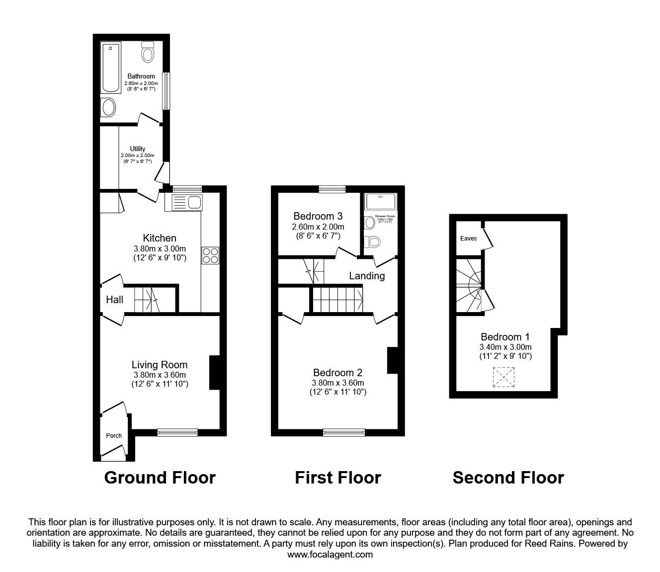 Floorplan of 3 bedroom Mid Terrace House for sale, Moor Grove, York, North Yorkshire, YO24