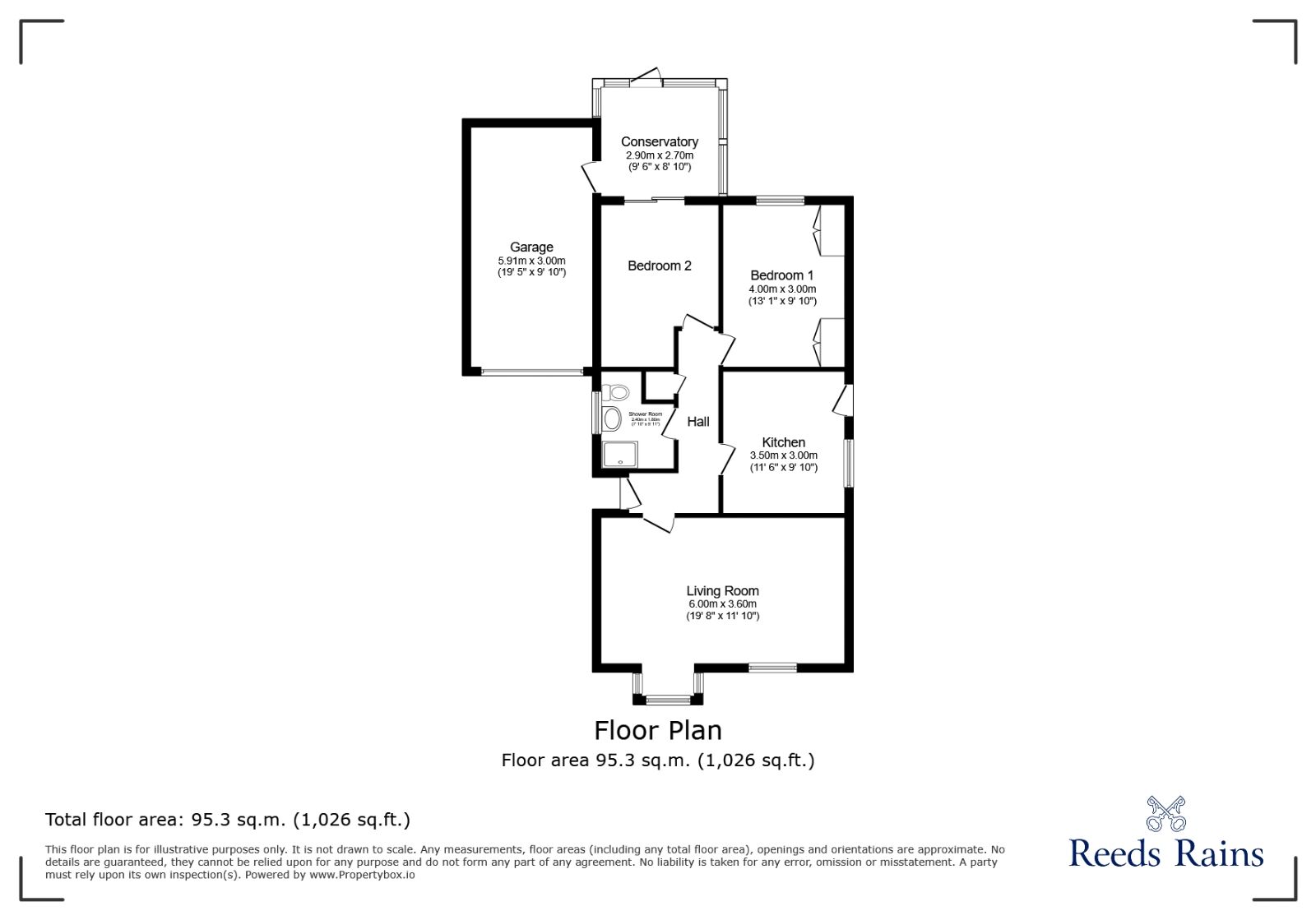 Floorplan of 2 bedroom Detached Bungalow for sale, Halladale Close, York, North Yorkshire, YO24