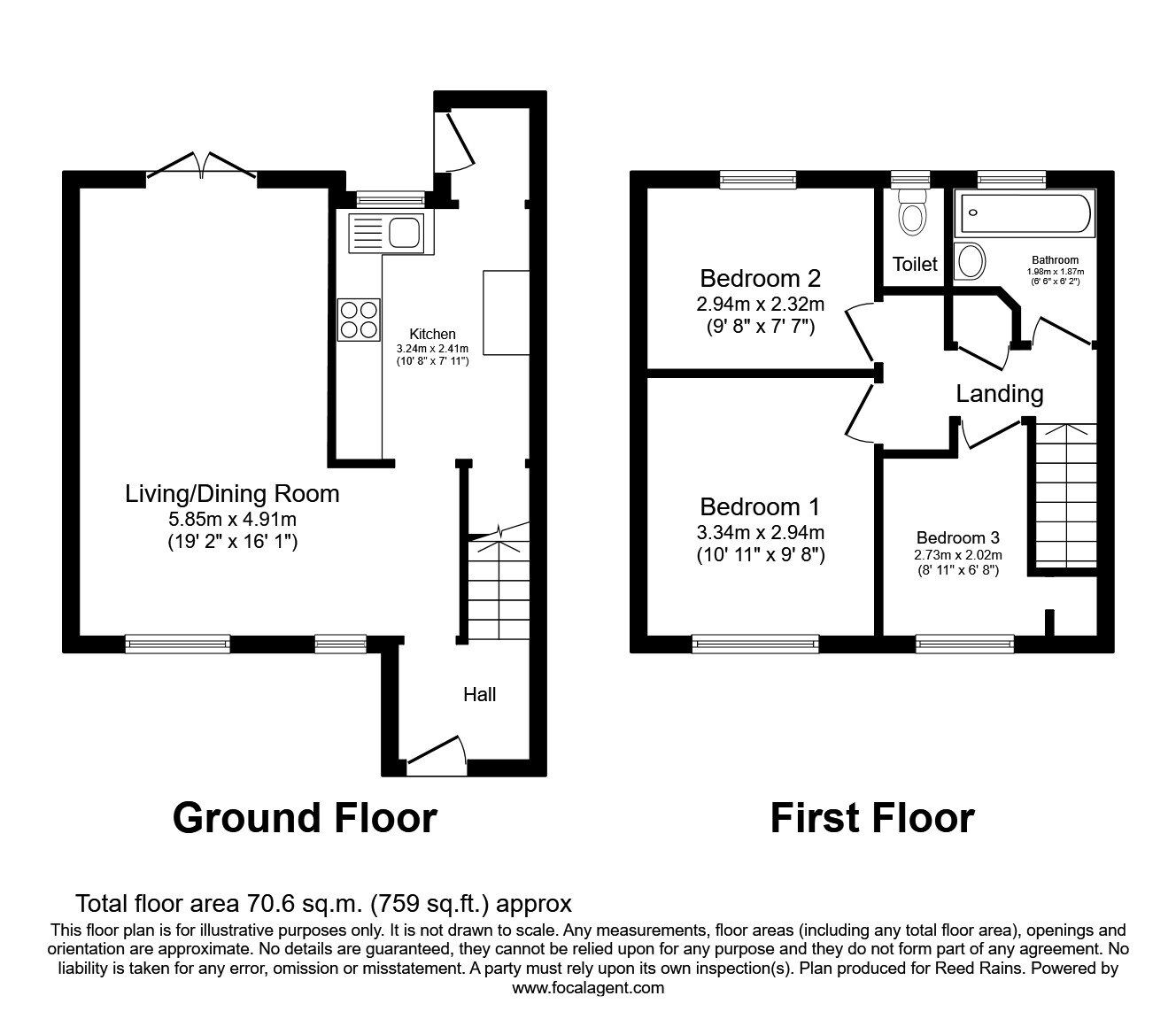 Floorplan of 3 bedroom Mid Terrace House for sale, Foxwood Lane, York, North Yorkshire, YO24
