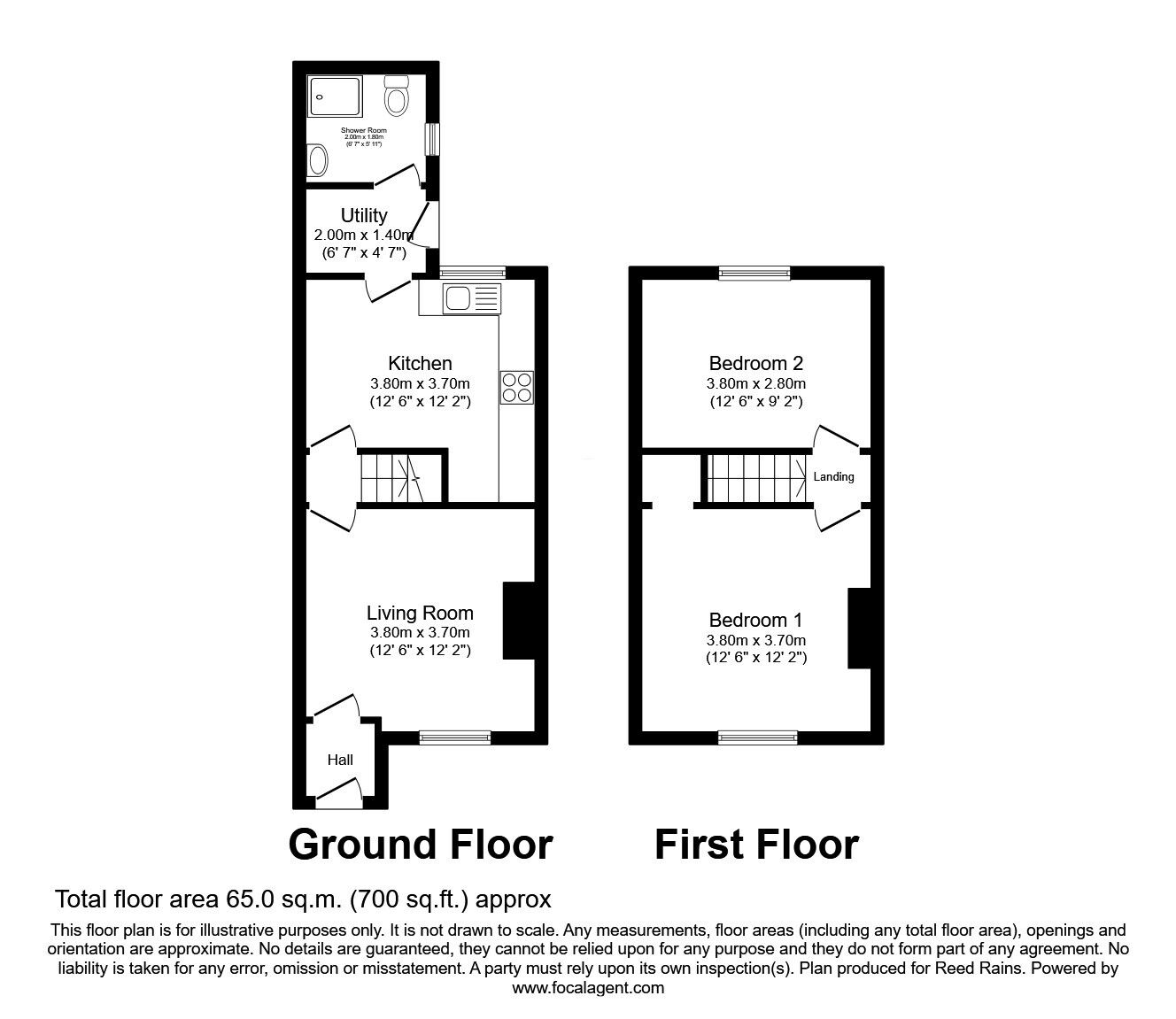 Floorplan of 2 bedroom End Terrace House for sale, Moor Grove, York, North Yorkshire, YO24