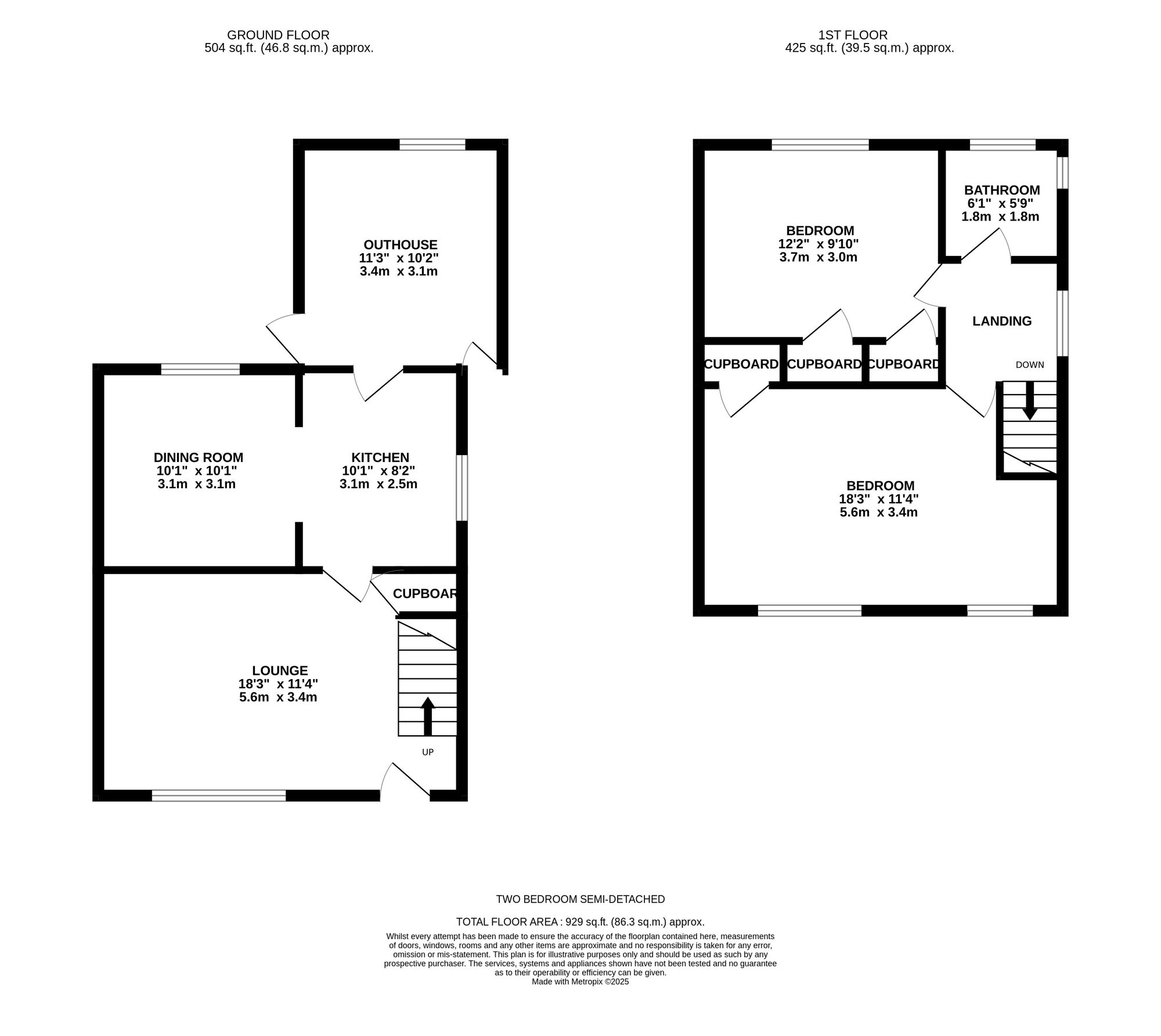 Floorplan of 2 bedroom Semi Detached House for sale, Hutton Avenue, Ashton-under-Lyne, Greater Manchester, OL6