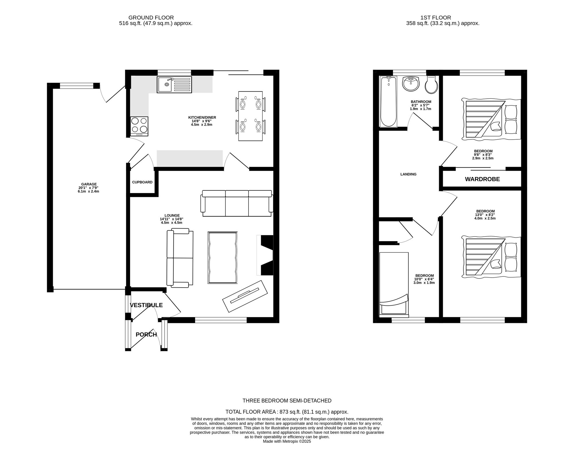 Floorplan of 3 bedroom Semi Detached House for sale, Ladysmith Road, Ashton-under-Lyne, Greater Manchester, OL6
