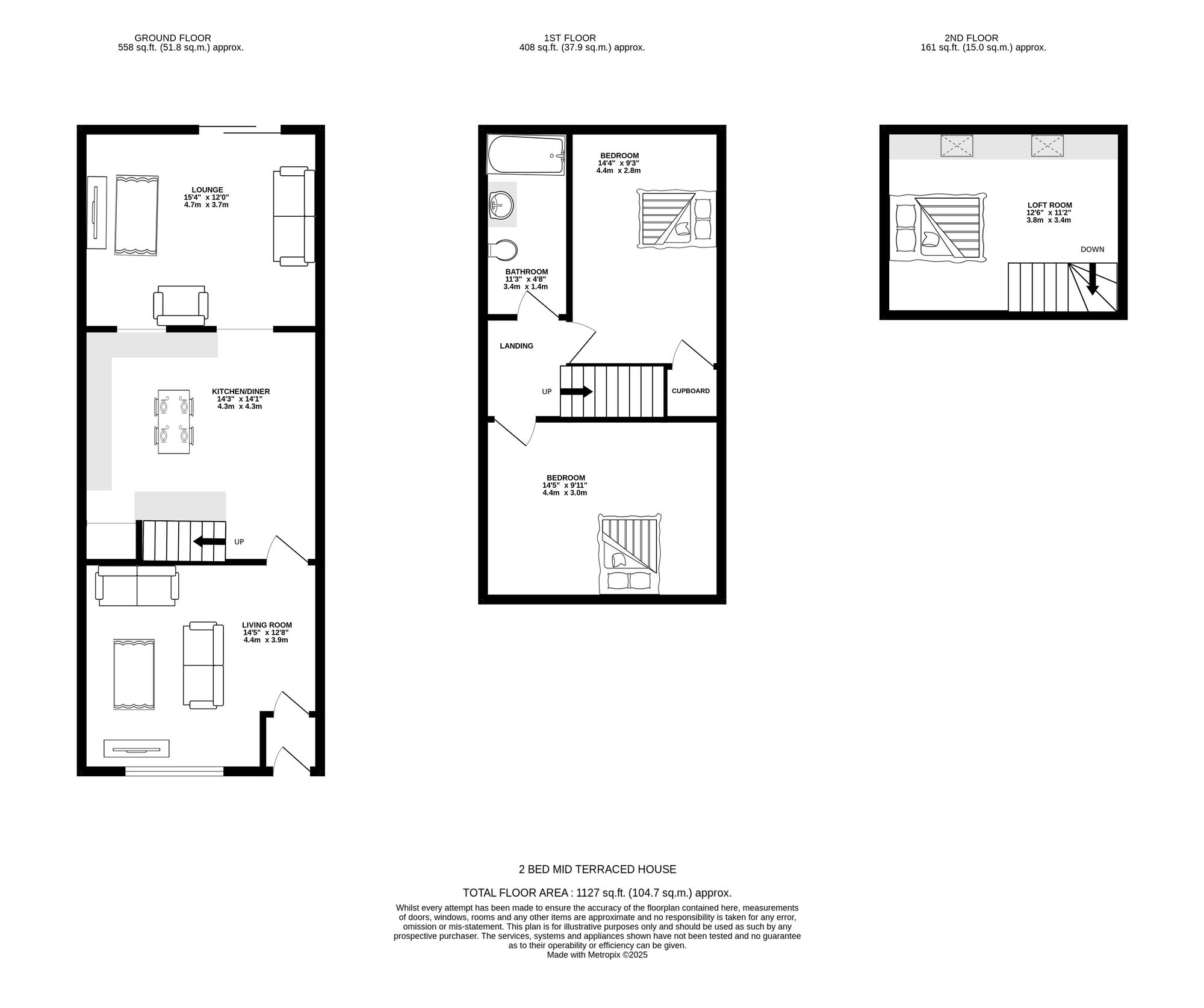 Floorplan of 2 bedroom Mid Terrace House for sale, Miller Street, Ashton-under-Lyne, Greater Manchester, OL6