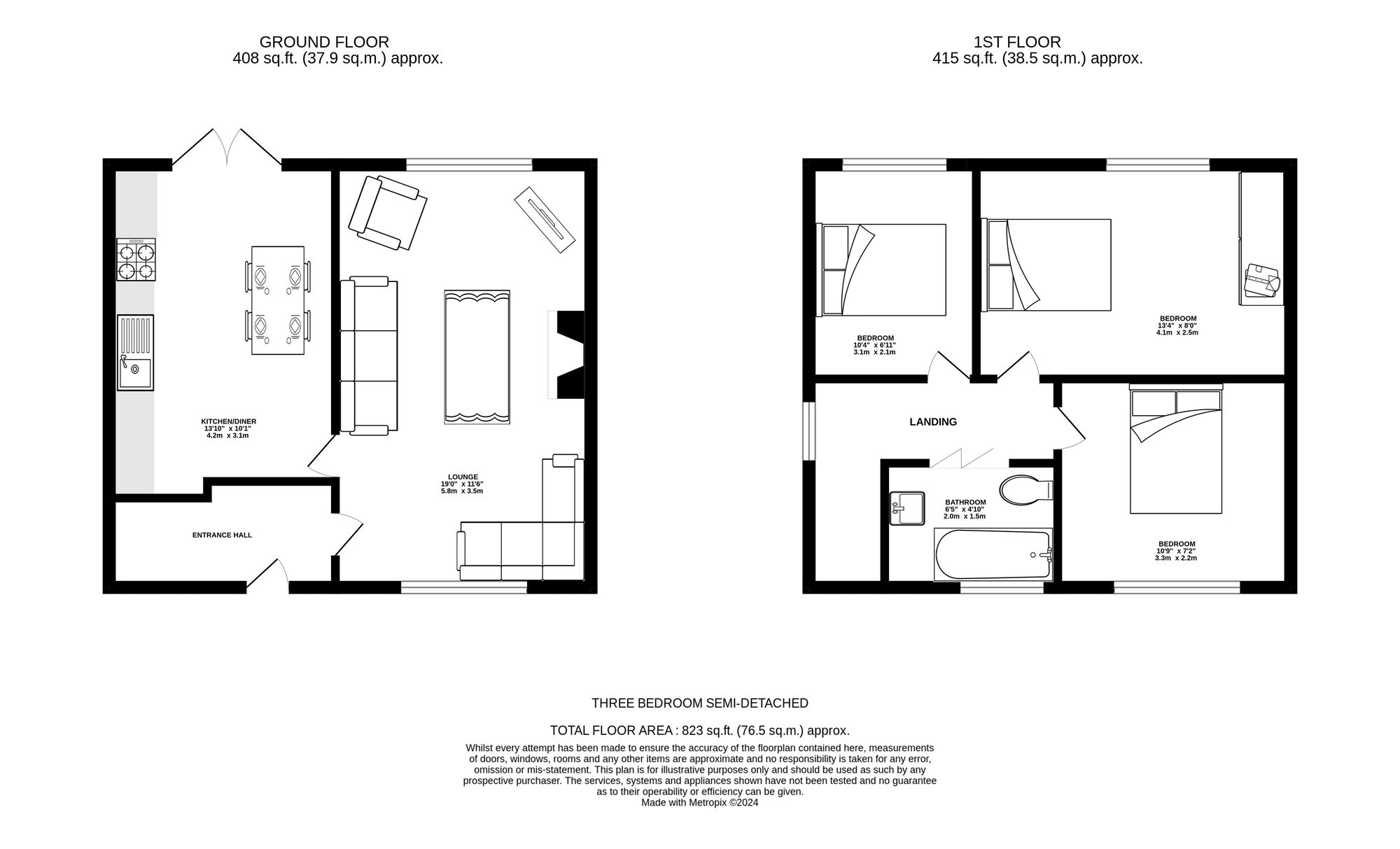 Floorplan of 3 bedroom Semi Detached House for sale, Sugden Street, Ashton-under-Lyne, Greater Manchester, OL6