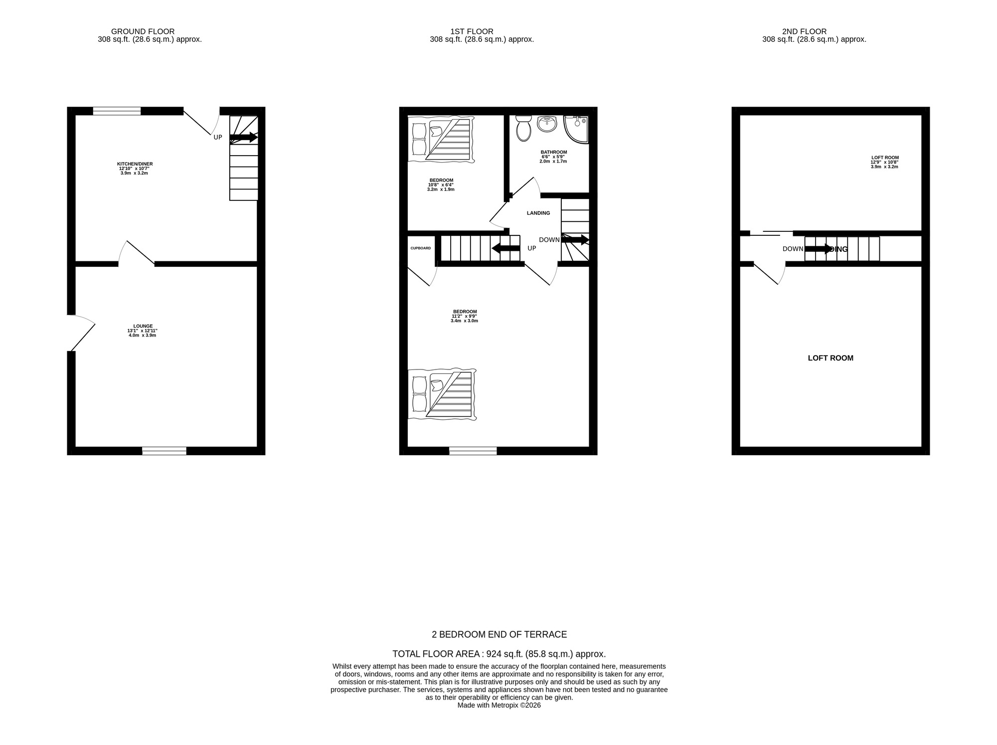 Floorplan of 2 bedroom End Terrace House for sale, John Street East, Ashton-under-Lyne, Greater Manchester, OL7