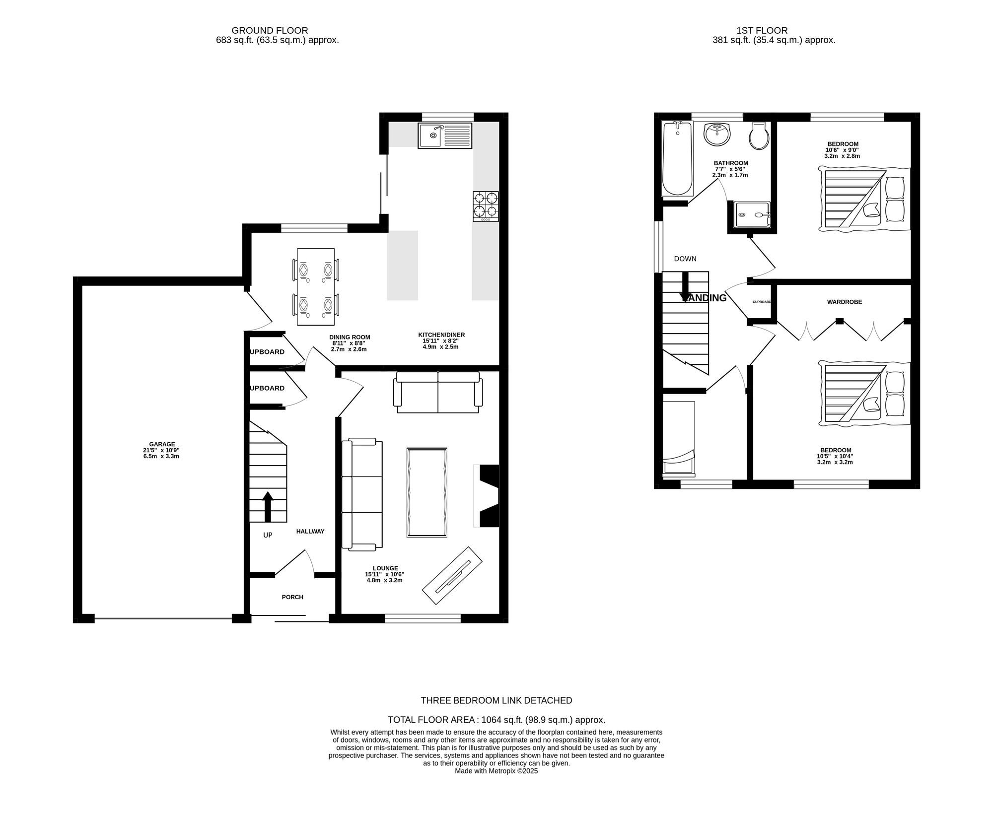 Floorplan of 3 bedroom Link Detached House for sale, St. Davids Close, Ashton-under-Lyne, Greater Manchester, OL6
