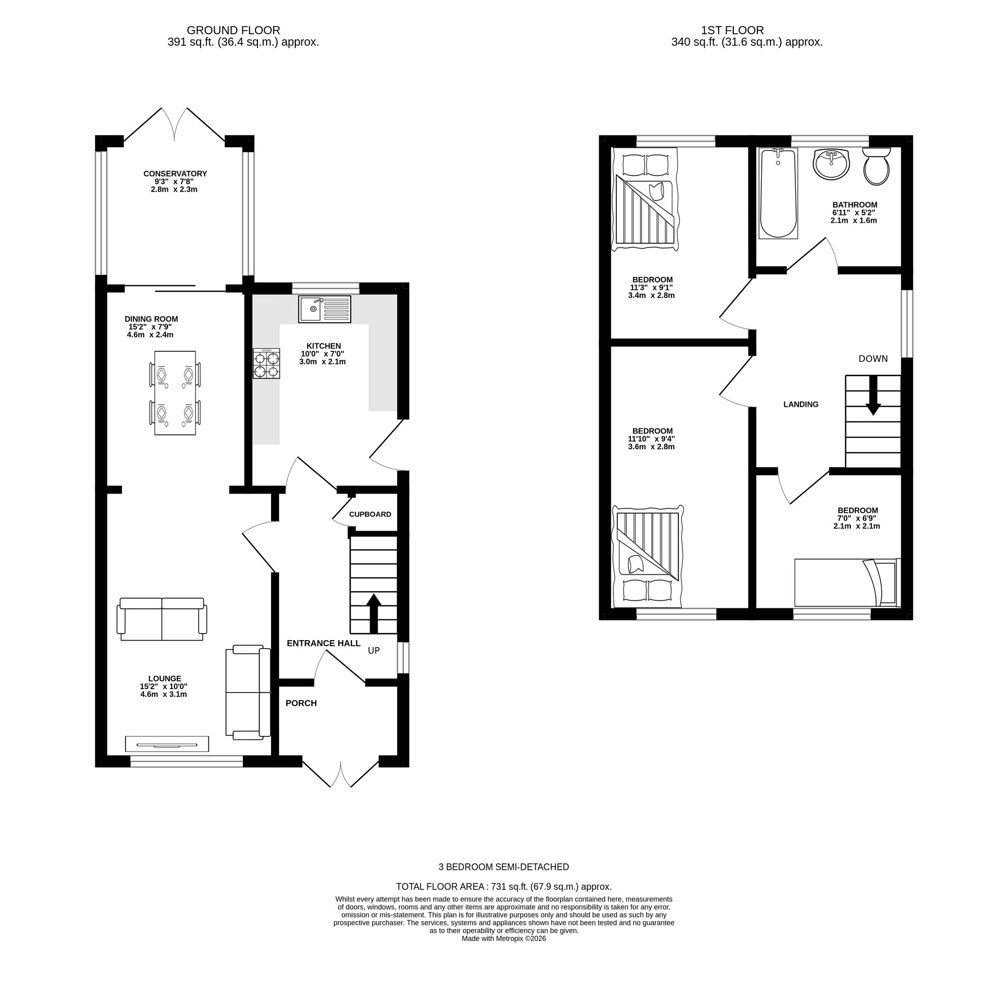 Floorplan of 3 bedroom Semi Detached House for sale, Stoneyfield, Stalybridge, Greater Manchester, SK15