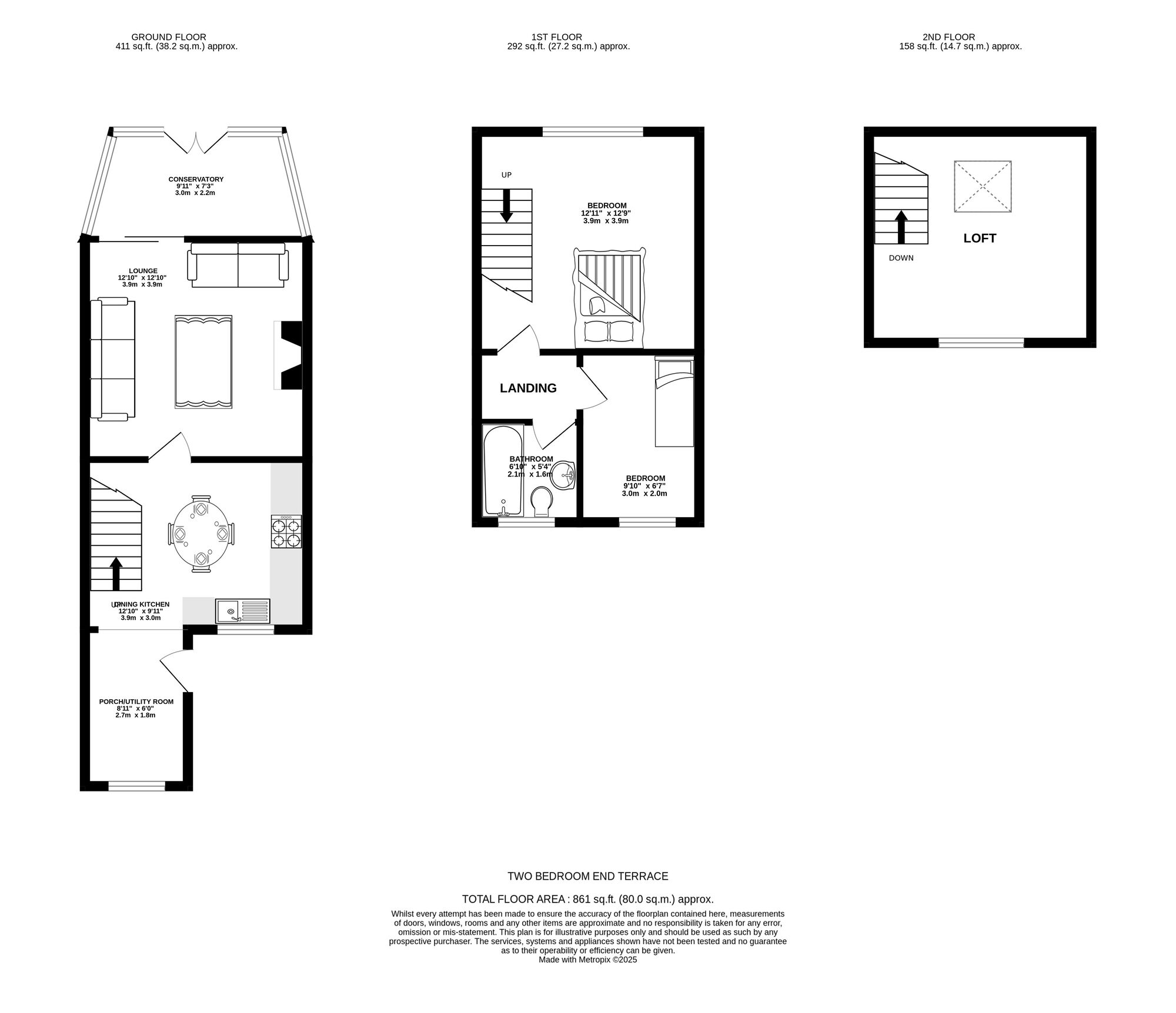 Floorplan of 2 bedroom End Terrace House for sale, Thornfield Terrace, Ashton-under-Lyne, Greater Manchester, OL6