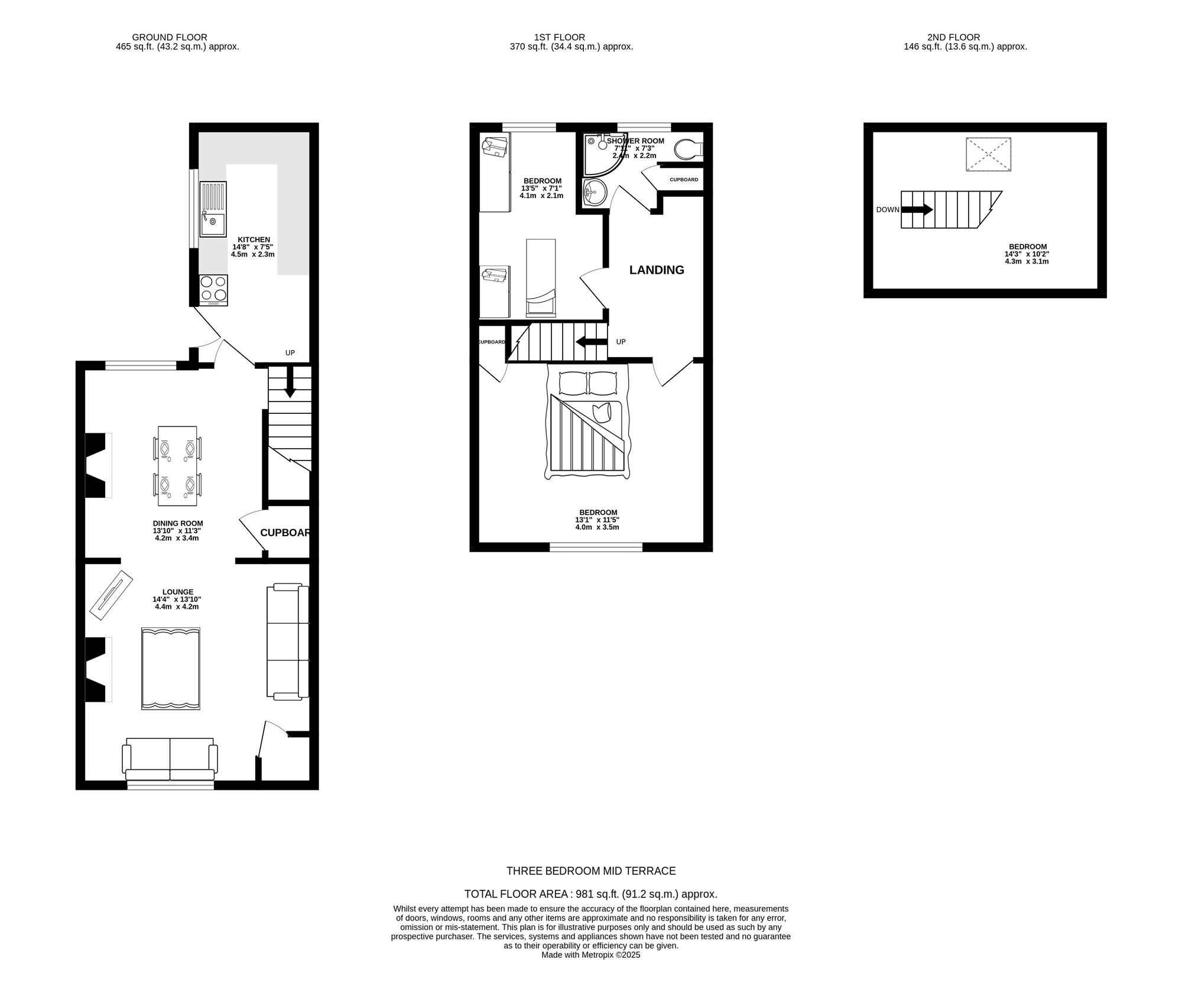 Floorplan of 3 bedroom Mid Terrace House for sale, Audley Street, Ashton-under-Lyne, Greater Manchester, OL6