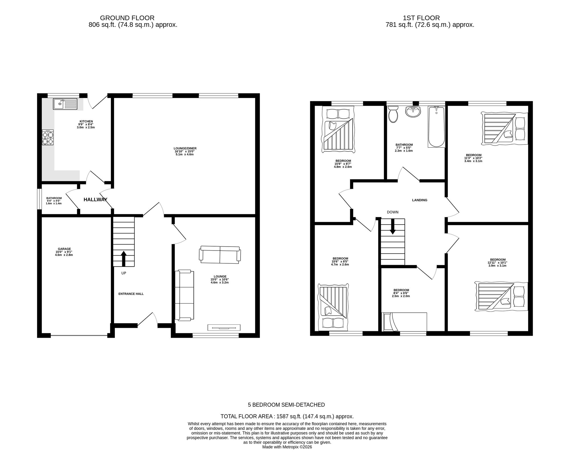 Floorplan of 5 bedroom Semi Detached House for sale, Glendon Crescent, Ashton-under-Lyne, Greater Manchester, OL6
