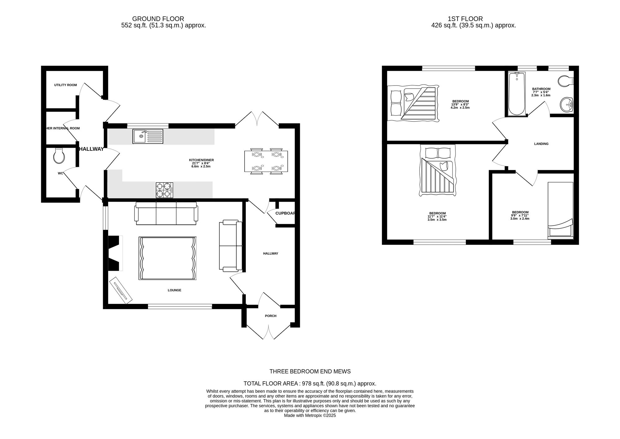 Floorplan of 3 bedroom End Terrace House for sale, Downshaw Road, Ashton-under-Lyne, Greater Manchester, OL7