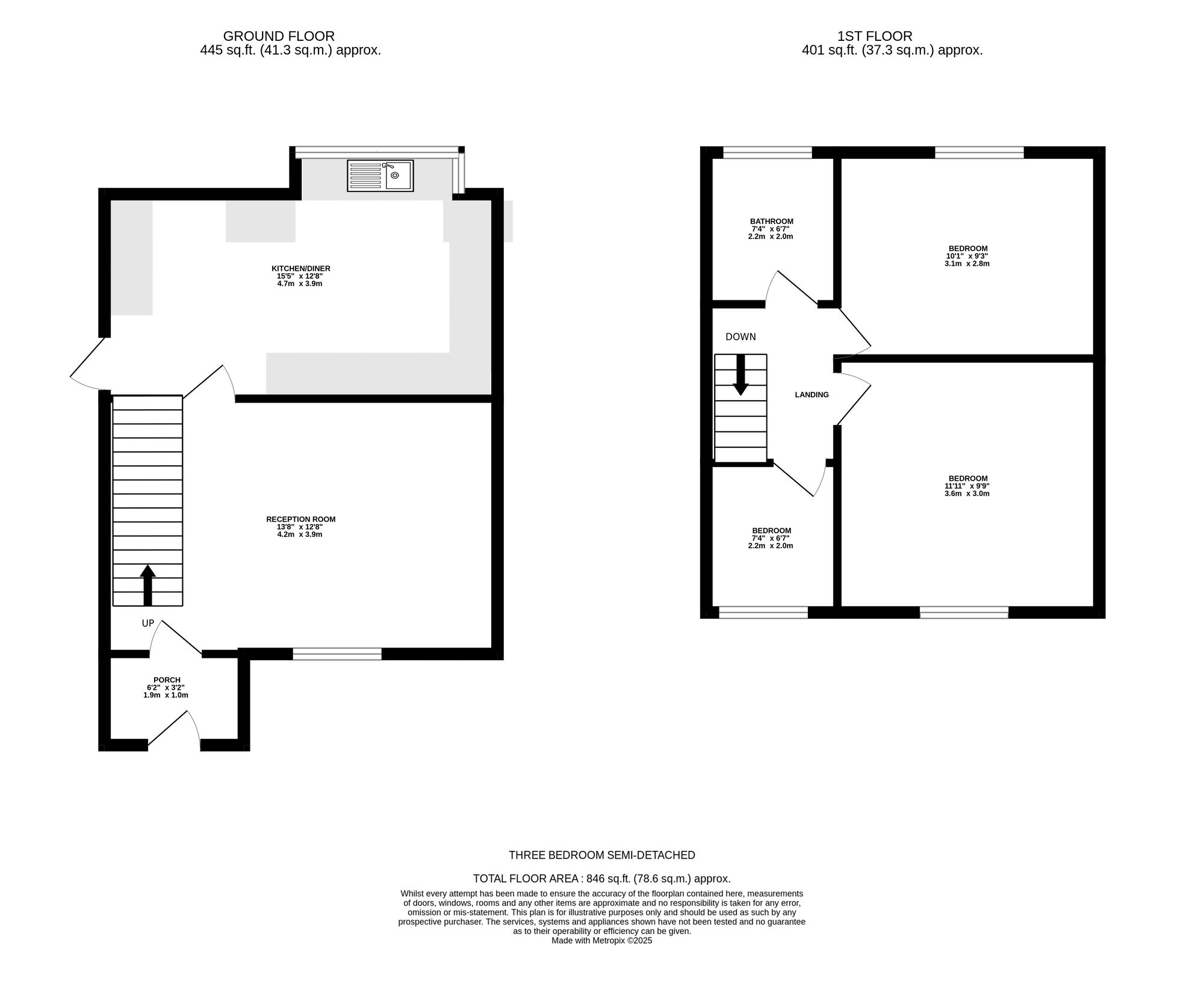 Floorplan of 3 bedroom Semi Detached House for sale, Kings Road, Ashton-under-Lyne, Greater Manchester, OL6