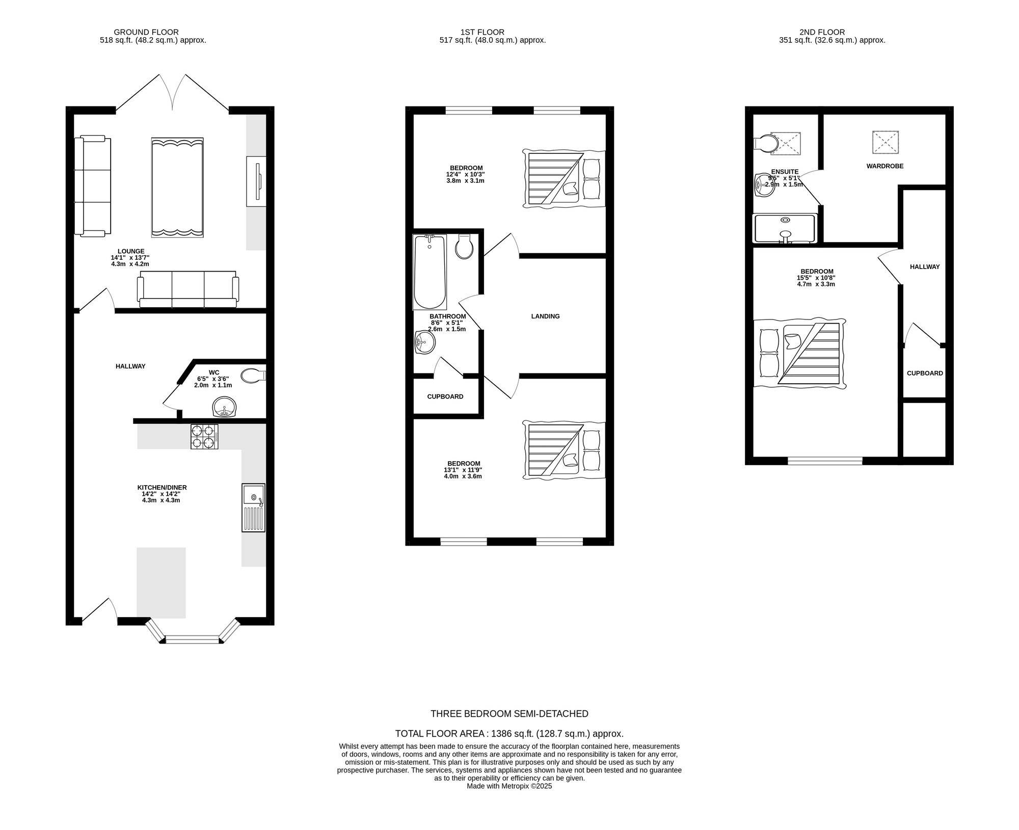 Floorplan of 3 bedroom Semi Detached House for sale, Shire Croft, Mossley, Greater Manchester, OL5