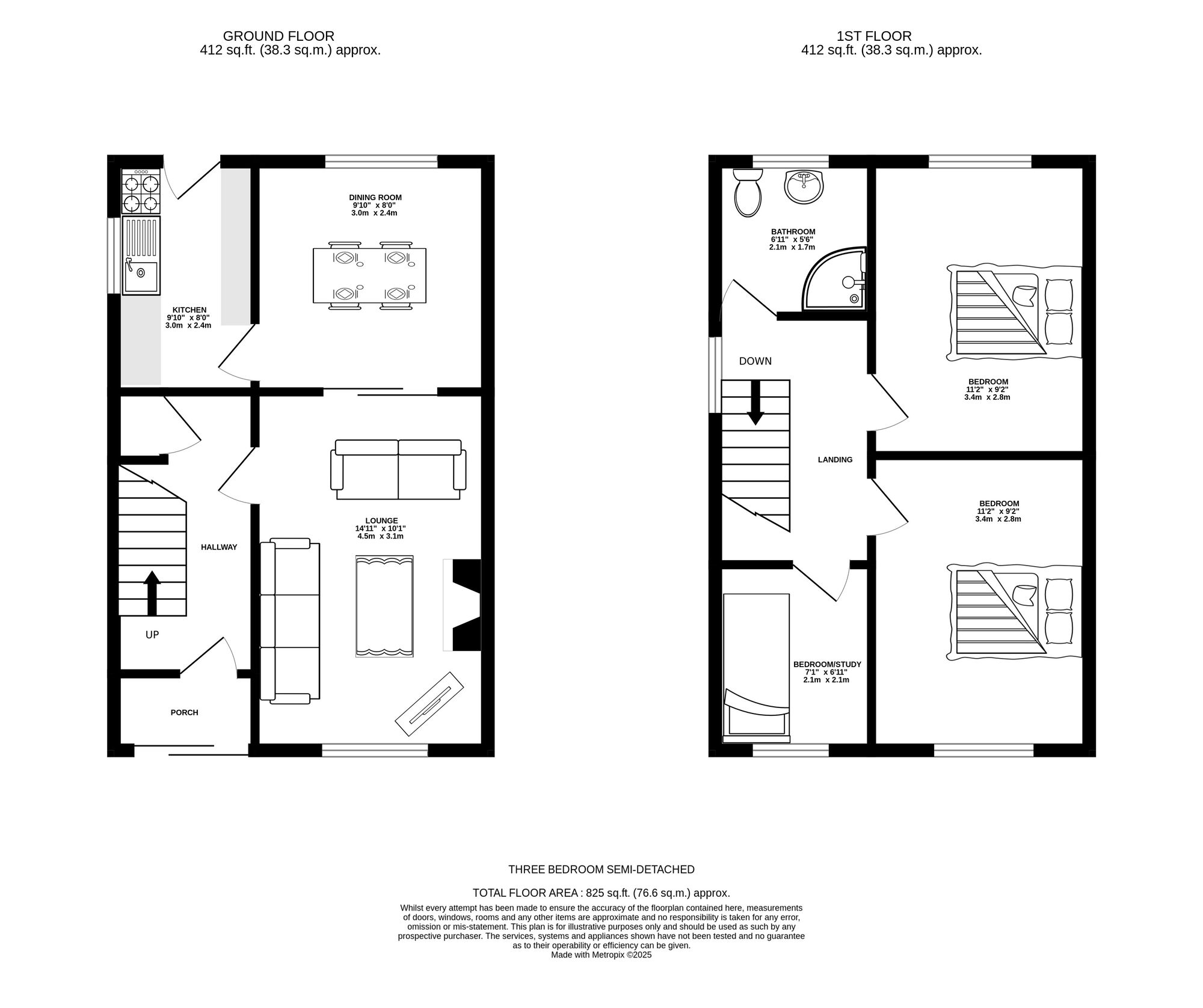 Floorplan of 3 bedroom Semi Detached House for sale, Broadhill Road, Stalybridge, Greater Manchester, SK15