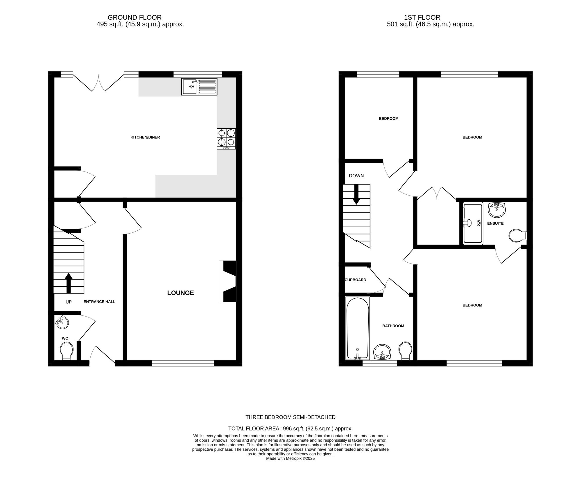 Floorplan of 3 bedroom Semi Detached House for sale, Horton Close, Chadderton, Greater Manchester, OL9