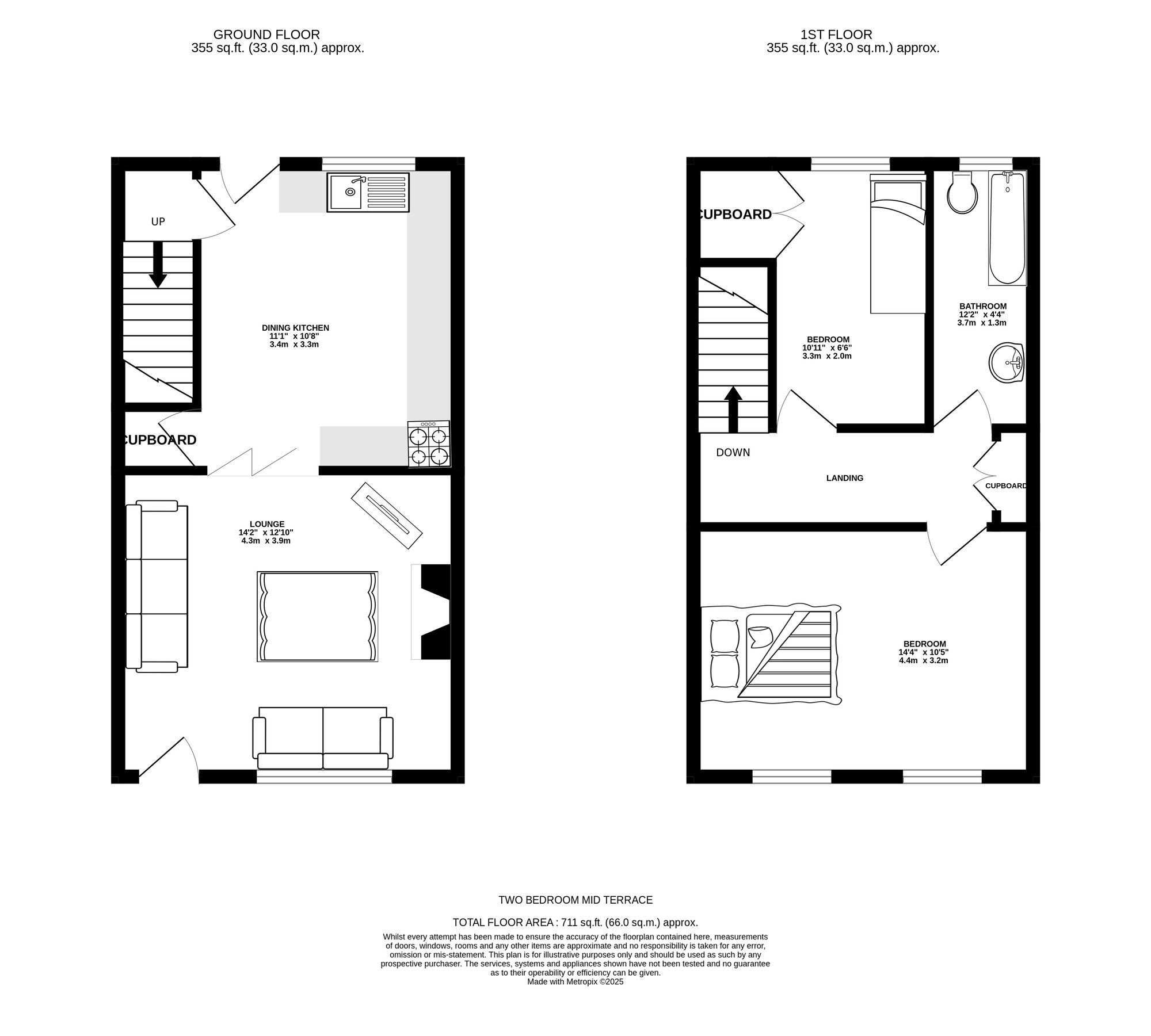 Floorplan of 2 bedroom Mid Terrace House for sale, Cambridge Terrace, Millbrook, Greater Manchester, SK15