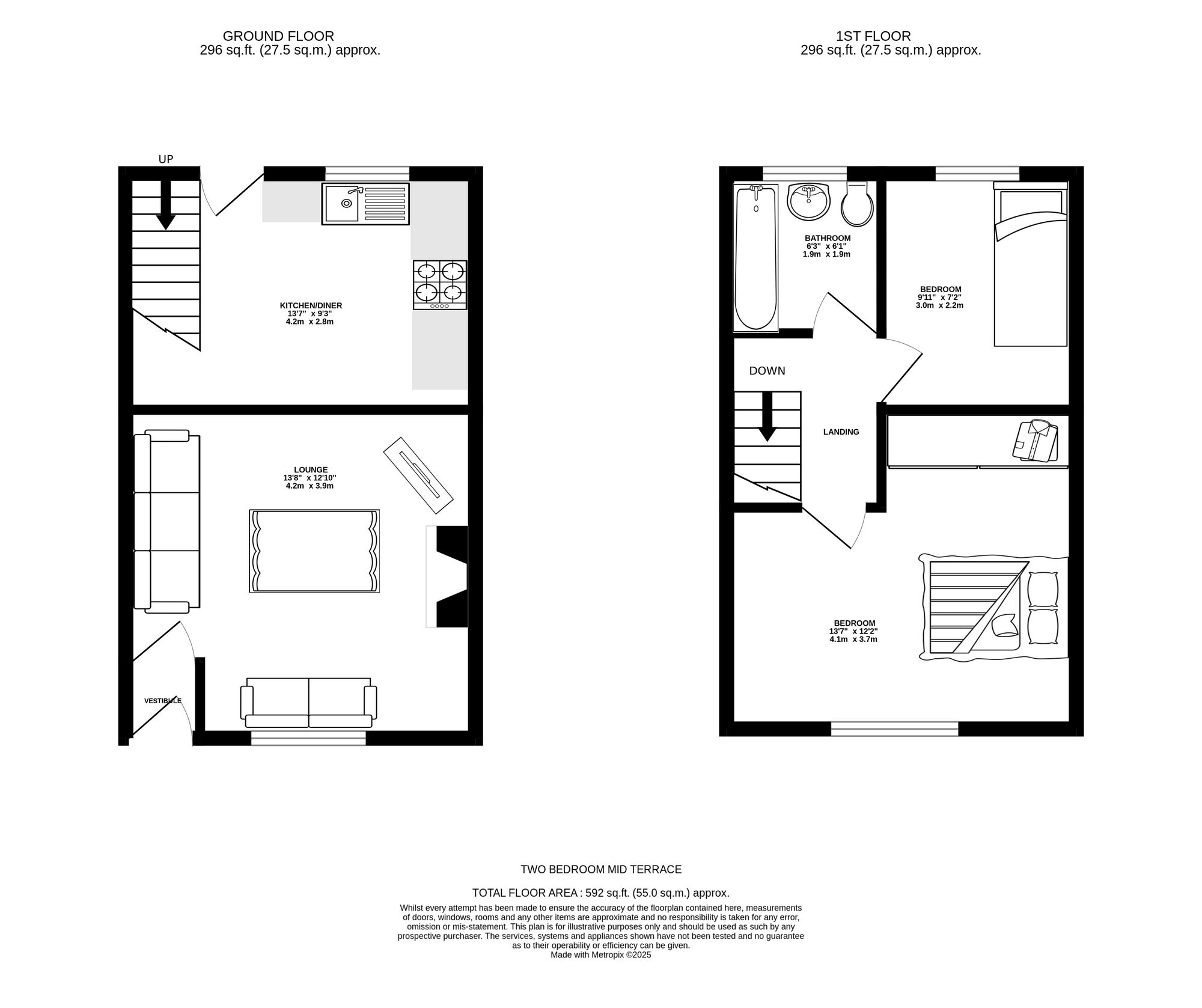 Floorplan of 2 bedroom Mid Terrace House for sale, Whetstone Hill Lane, Oldham, Greater Manchester, OL1