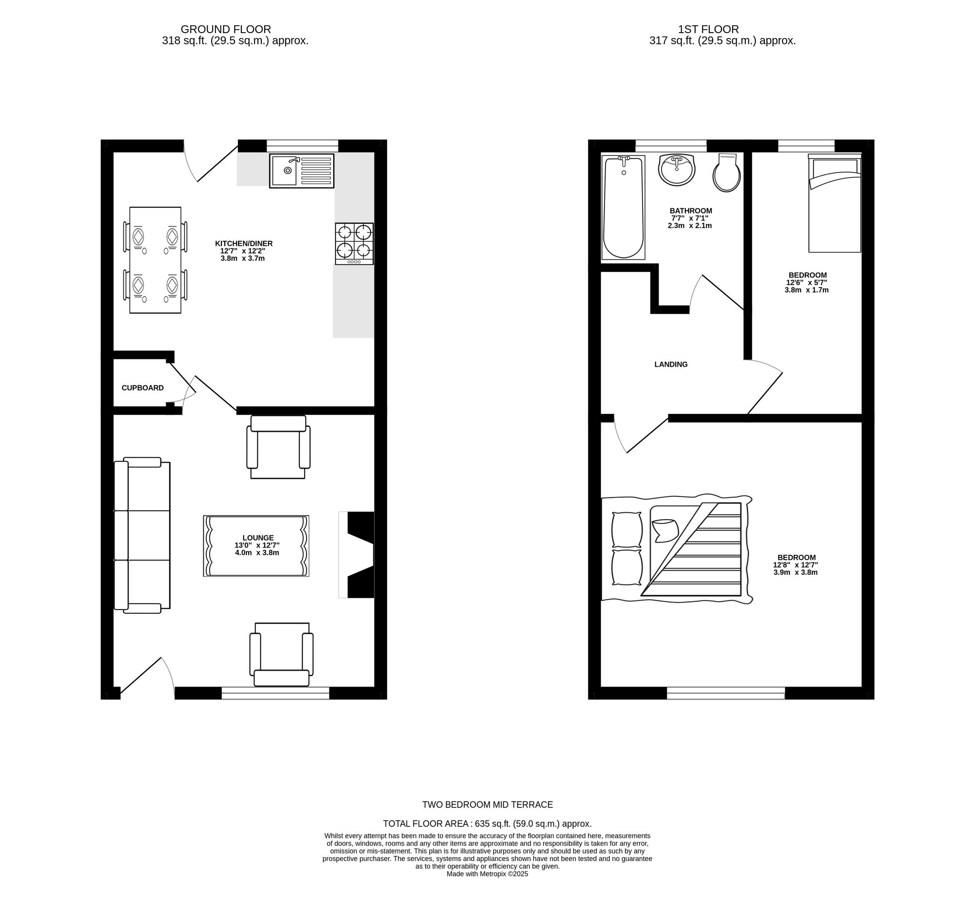 Floorplan of 2 bedroom Mid Terrace House for sale, Union Road, Ashton-under-Lyne, Greater Manchester, OL6