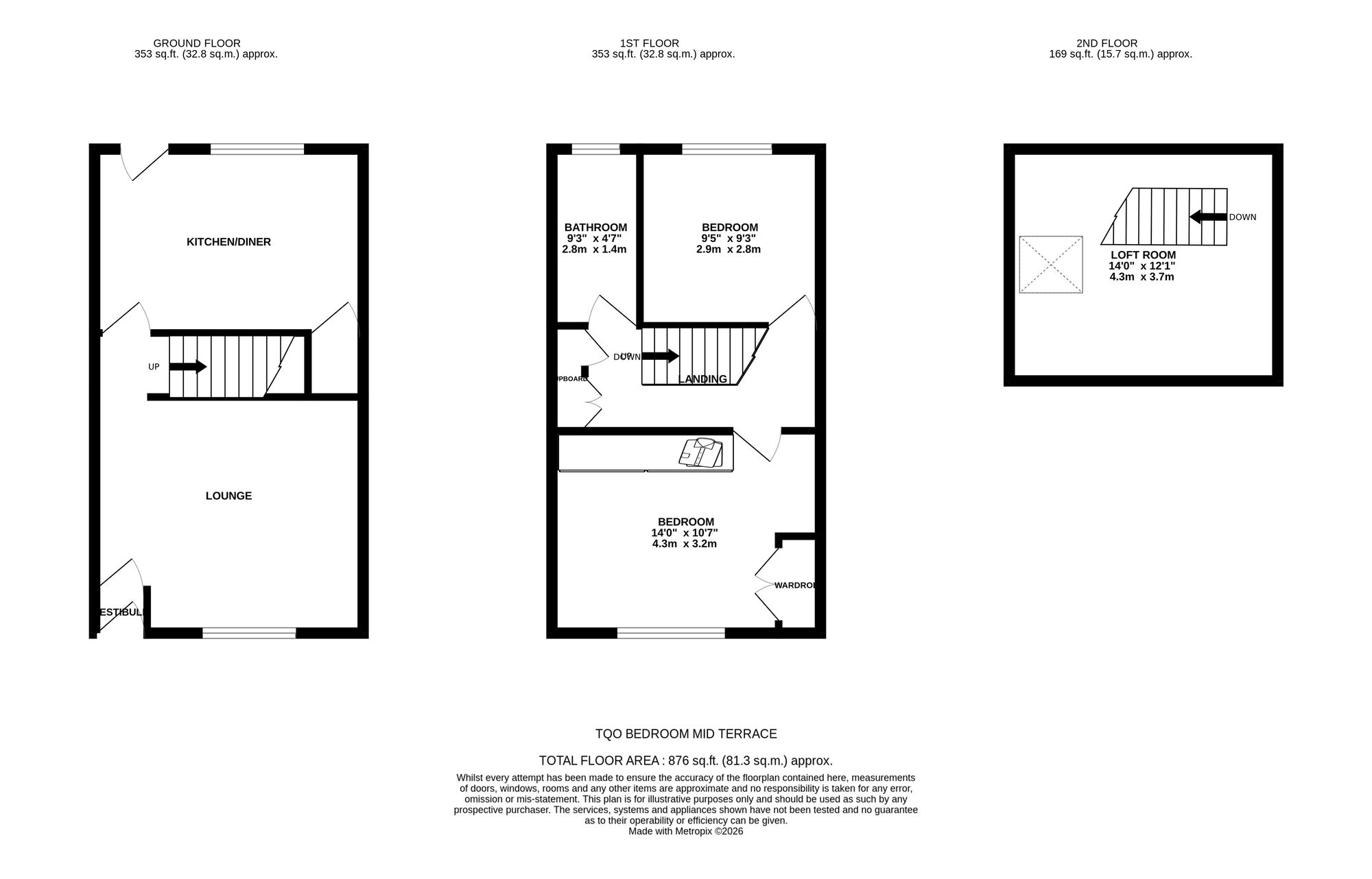 Floorplan of 2 bedroom Mid Terrace House for sale, Store Street, Ashton-under-Lyne, Greater Manchester, OL7