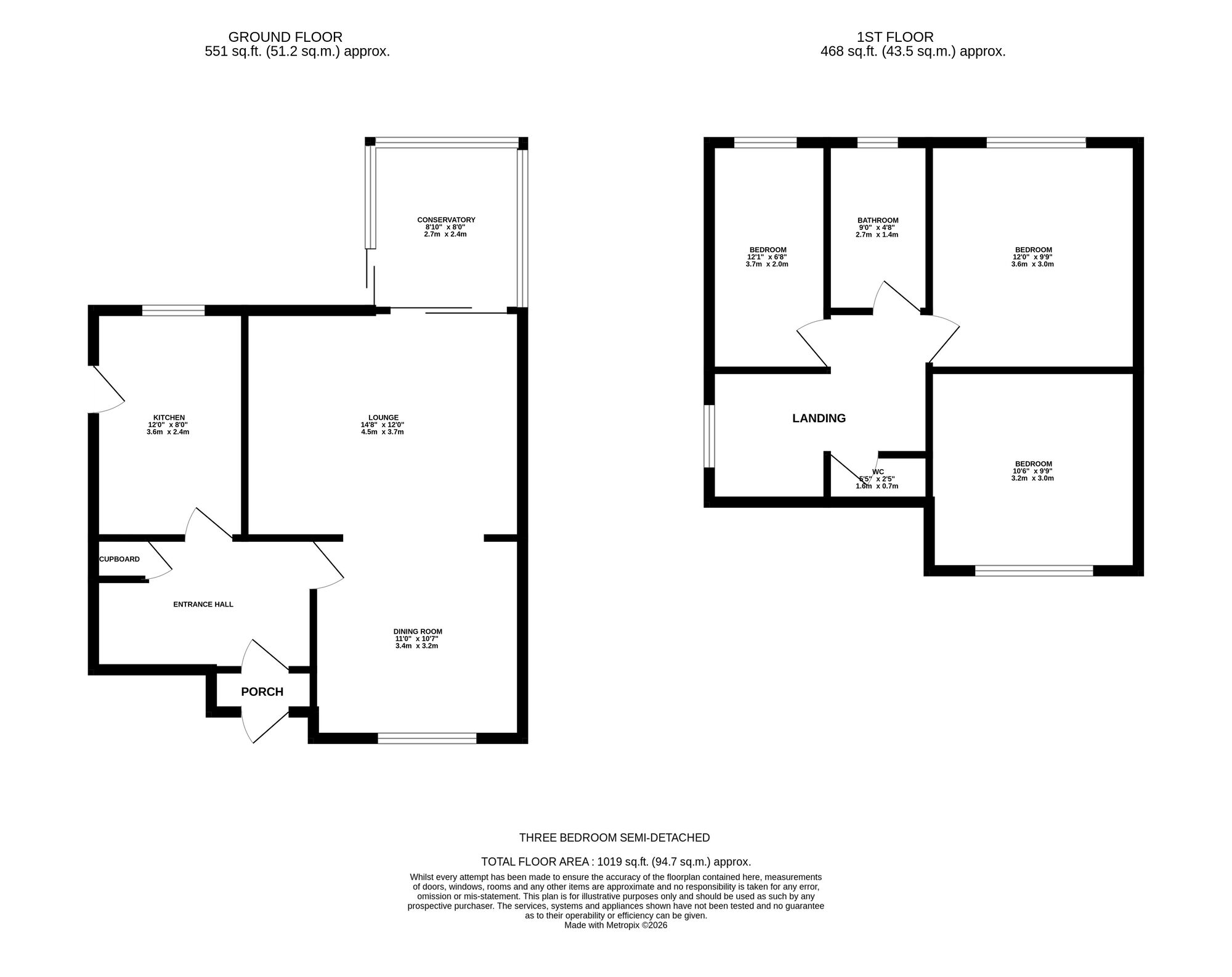 Floorplan of 3 bedroom Semi Detached House for sale, Broadhurst Grove, Ashton-under-Lyne, Greater Manchester, OL6