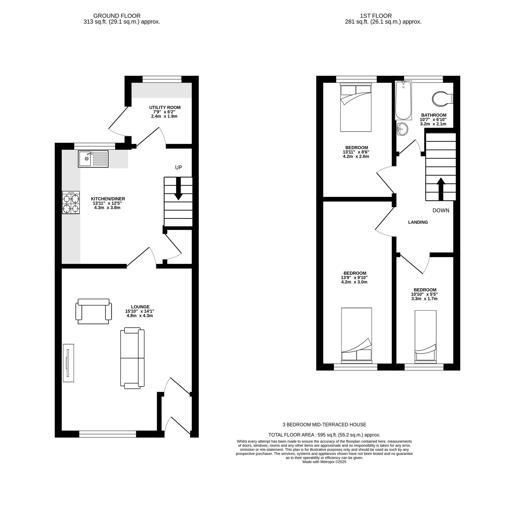 Floorplan of 3 bedroom Mid Terrace House for sale, Oldham Road, Ashton-under-Lyne, Greater Manchester, OL7
