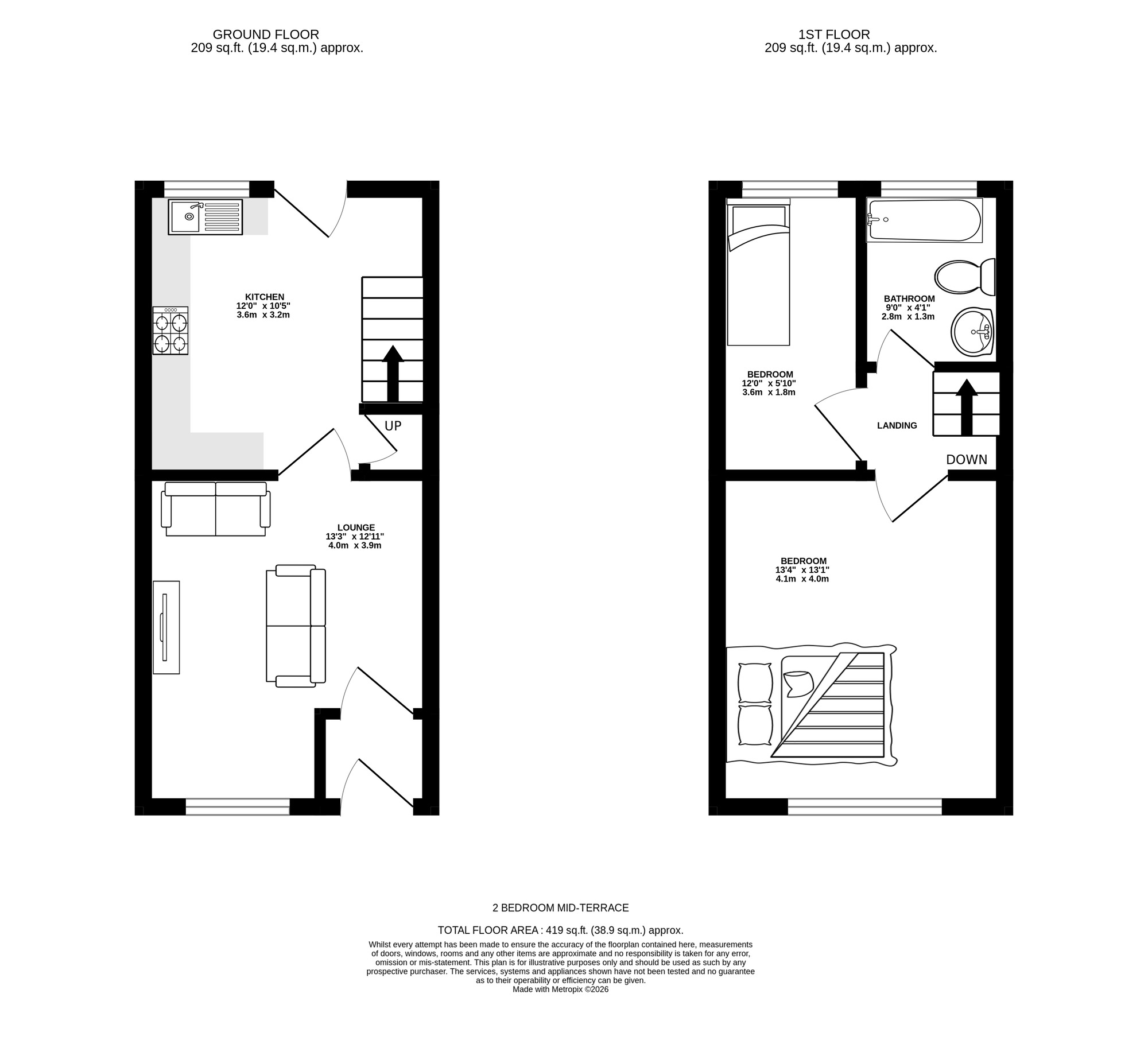 Floorplan of 2 bedroom Mid Terrace House for sale, Melbourne Street South, Ashton-under-Lyne, Greater Manchester, OL6