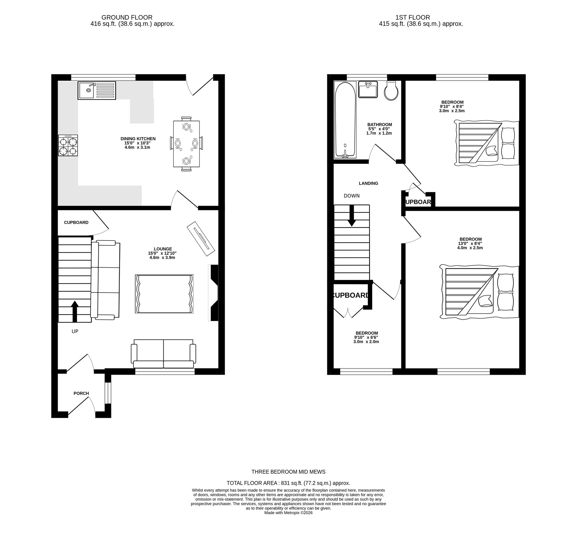 Floorplan of 3 bedroom Mid Terrace House for sale, Sharon Close, Ashton-under-Lyne, Greater Manchester, OL7