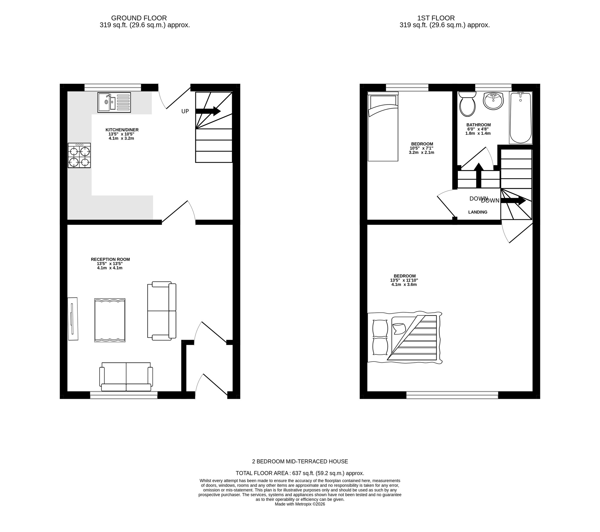 Floorplan of 2 bedroom Mid Terrace House for sale, Croft Bank, Millbrook, Greater Manchester, SK15