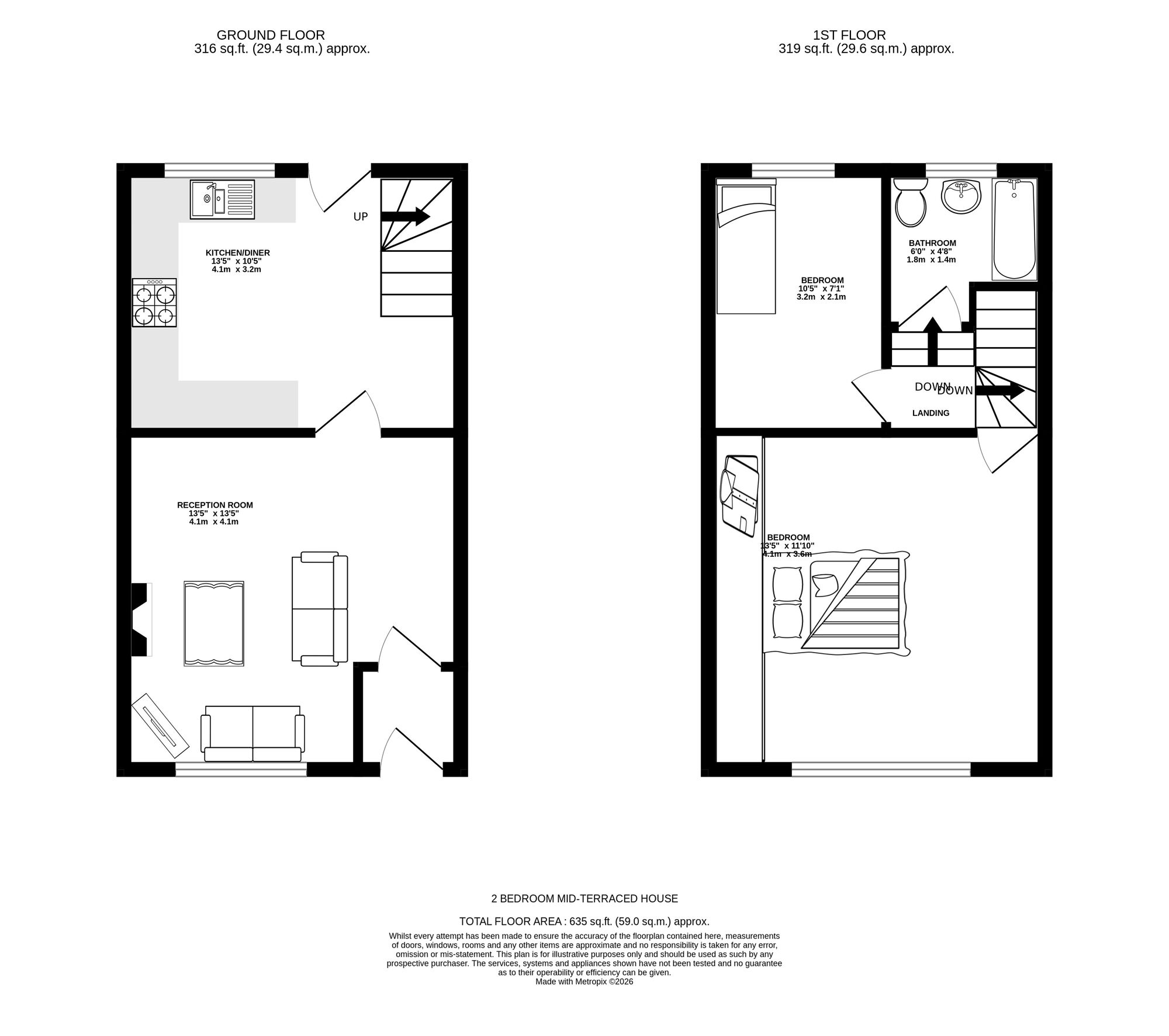 Floorplan of 2 bedroom Mid Terrace House for sale, Croft Bank, Millbrook, Greater Manchester, SK15