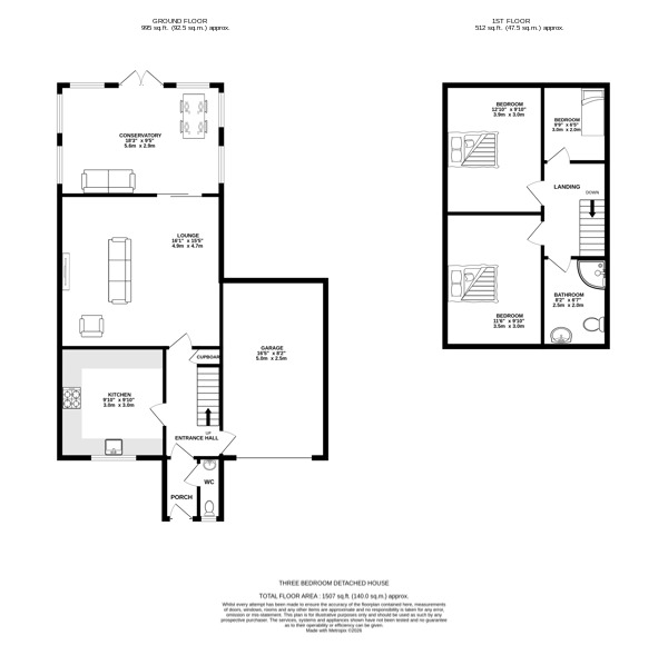 Floorplan of 3 bedroom Detached House for sale, Mills Farm Close, Oldham, Greater Manchester, OL8
