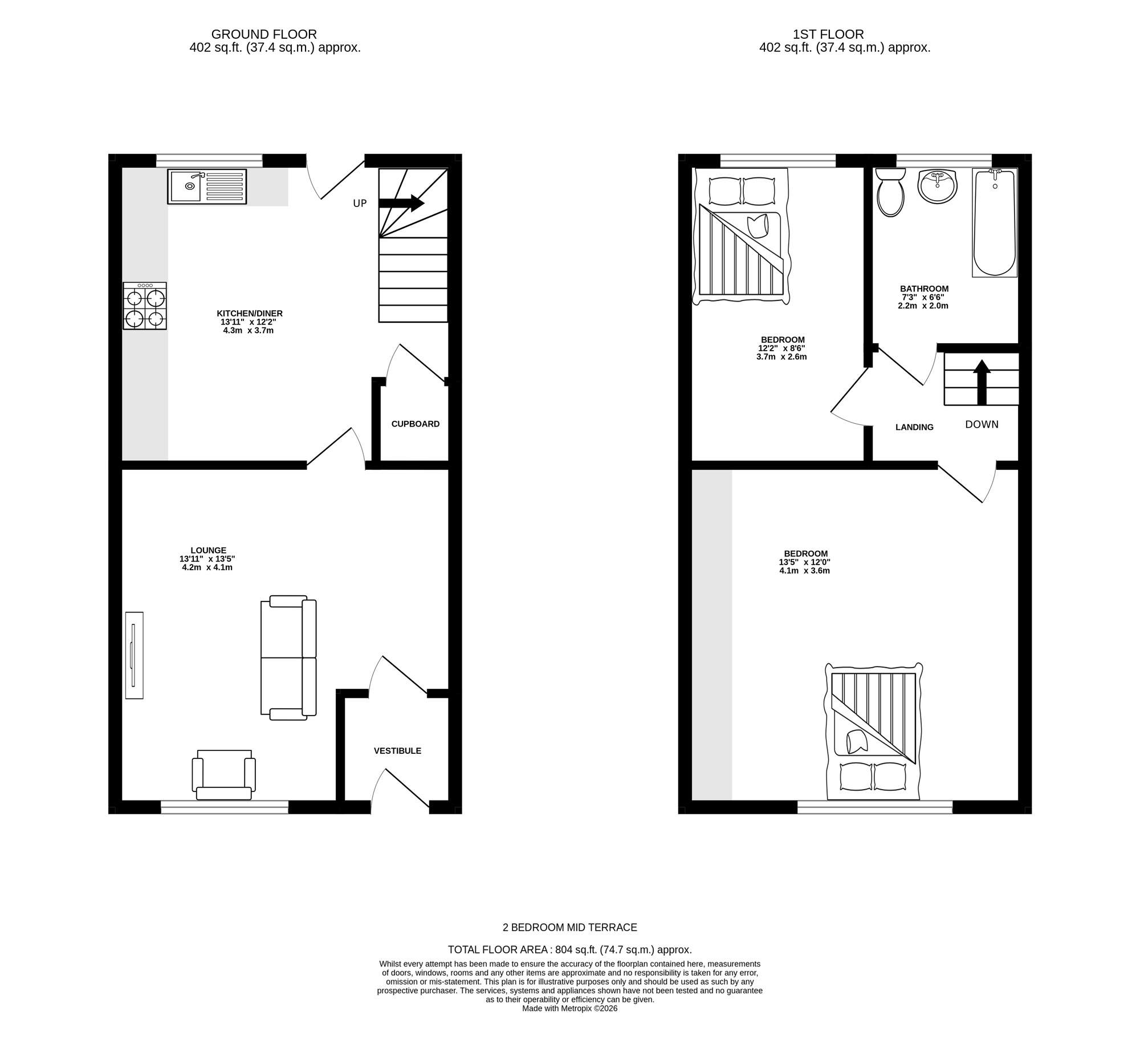 Floorplan of 2 bedroom Mid Terrace House for sale, Lees Street, Ashton-under-Lyne, Greater Manchester, OL6