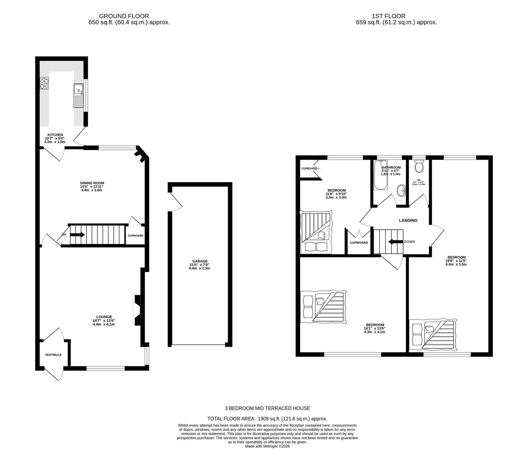 Floorplan of 3 bedroom Mid Terrace House for sale, Tree House Avenue, Ashton-under-Lyne, Greater Manchester, OL7