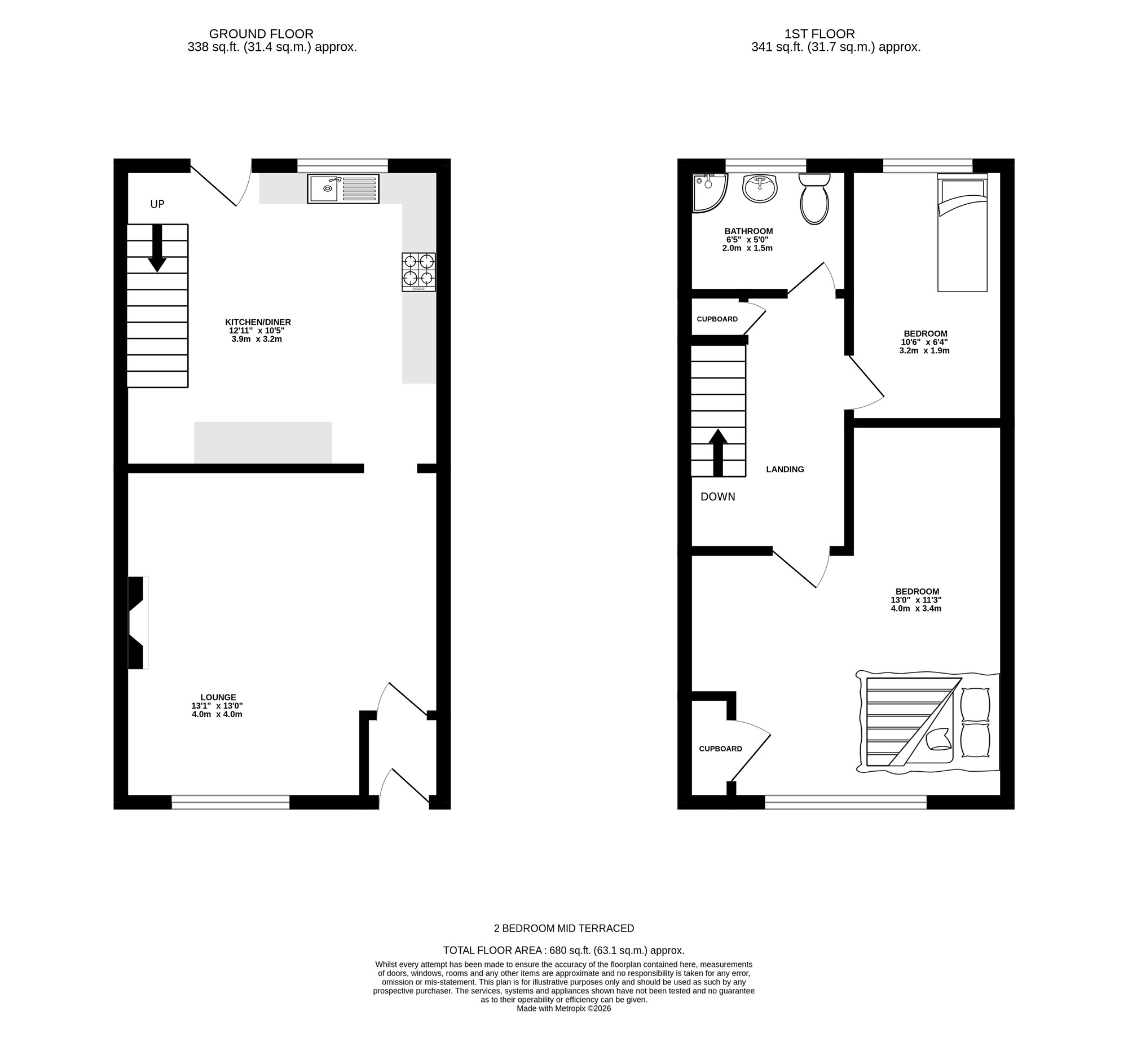 Floorplan of 2 bedroom Mid Terrace House for sale, Bass Street, Dukinfield, Greater Manchester, SK16