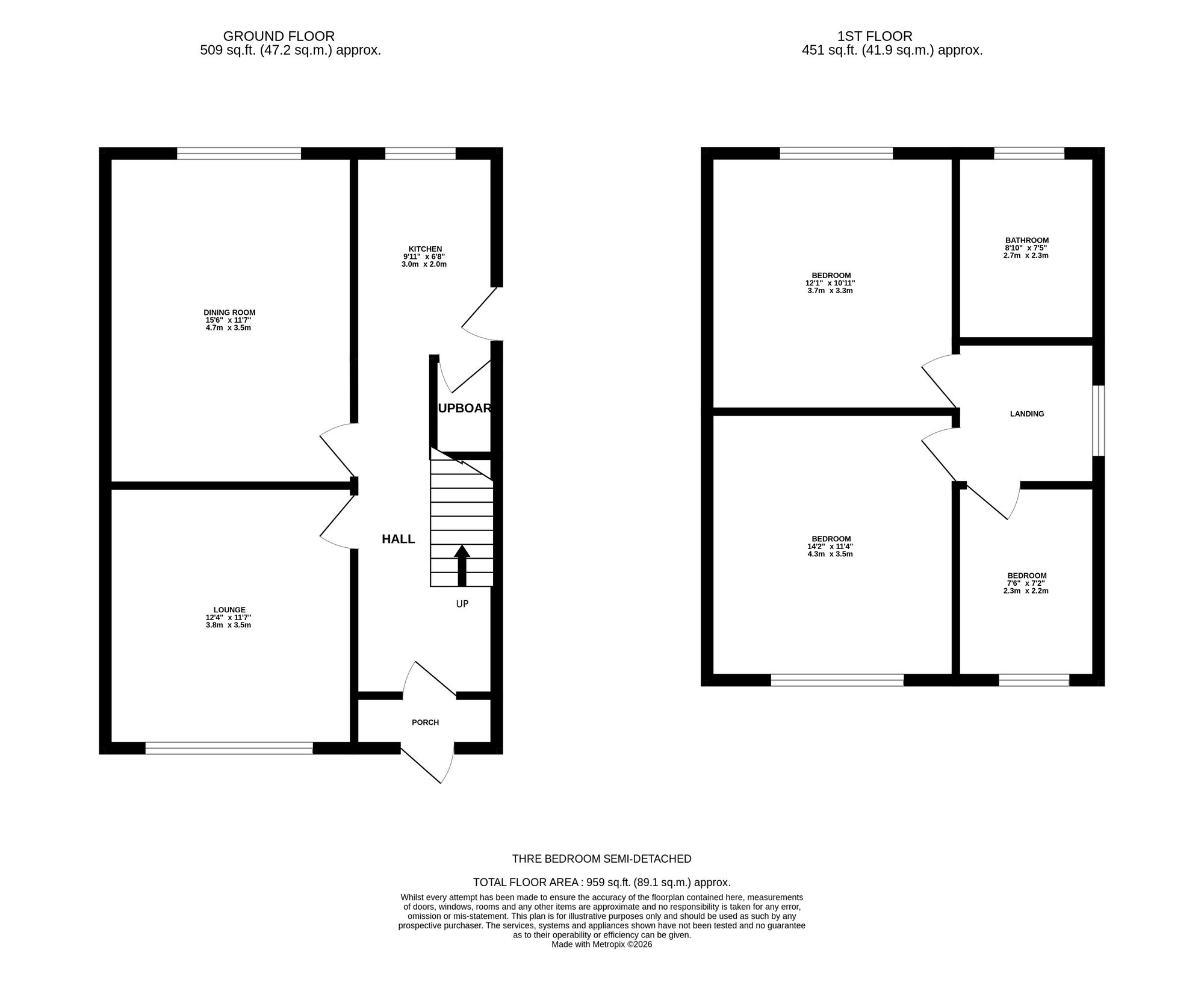 Floorplan of 3 bedroom Semi Detached House for sale, Mossley Road, Ashton-under-Lyne, Greater Manchester, OL6