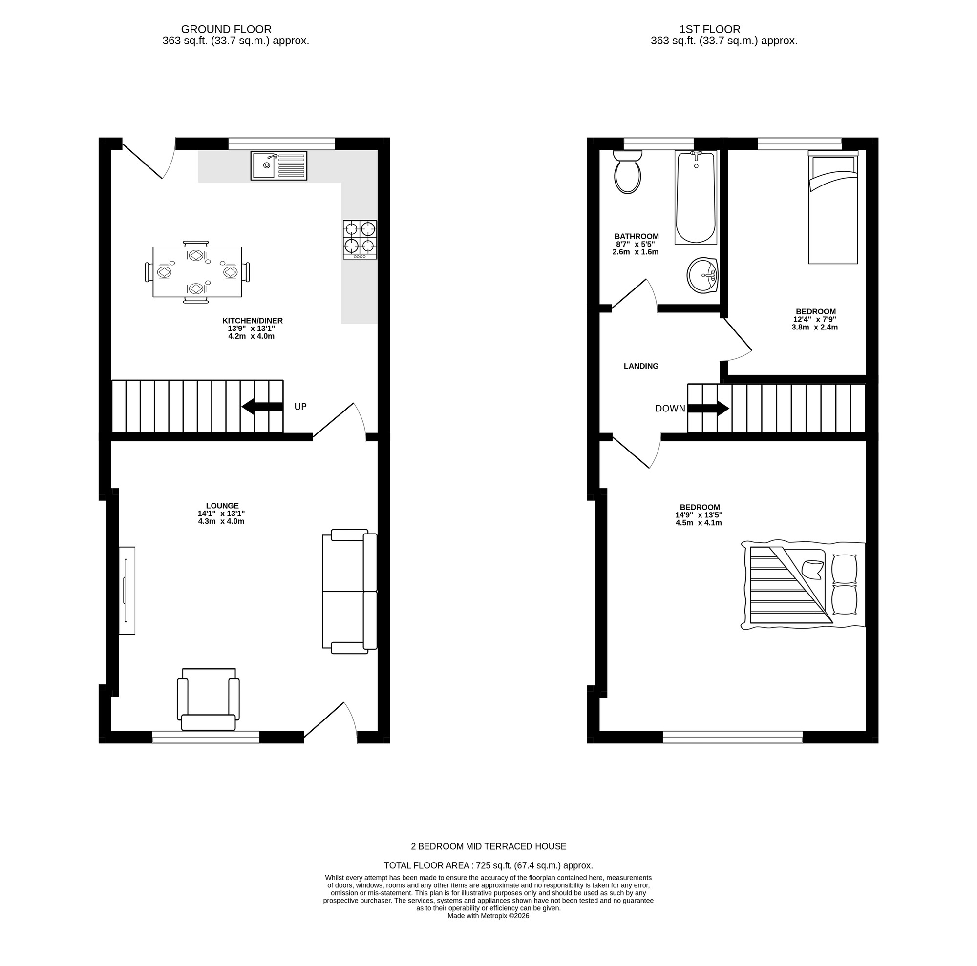 Floorplan of 2 bedroom Mid Terrace House for sale, Long Row, Carrbrook, Greater Manchester, SK15