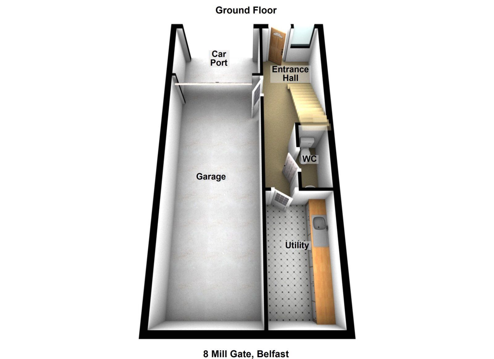 Floorplan of 3 bedroom End Terrace House for sale, Mill Gate, Belfast, County Antrim, BT5