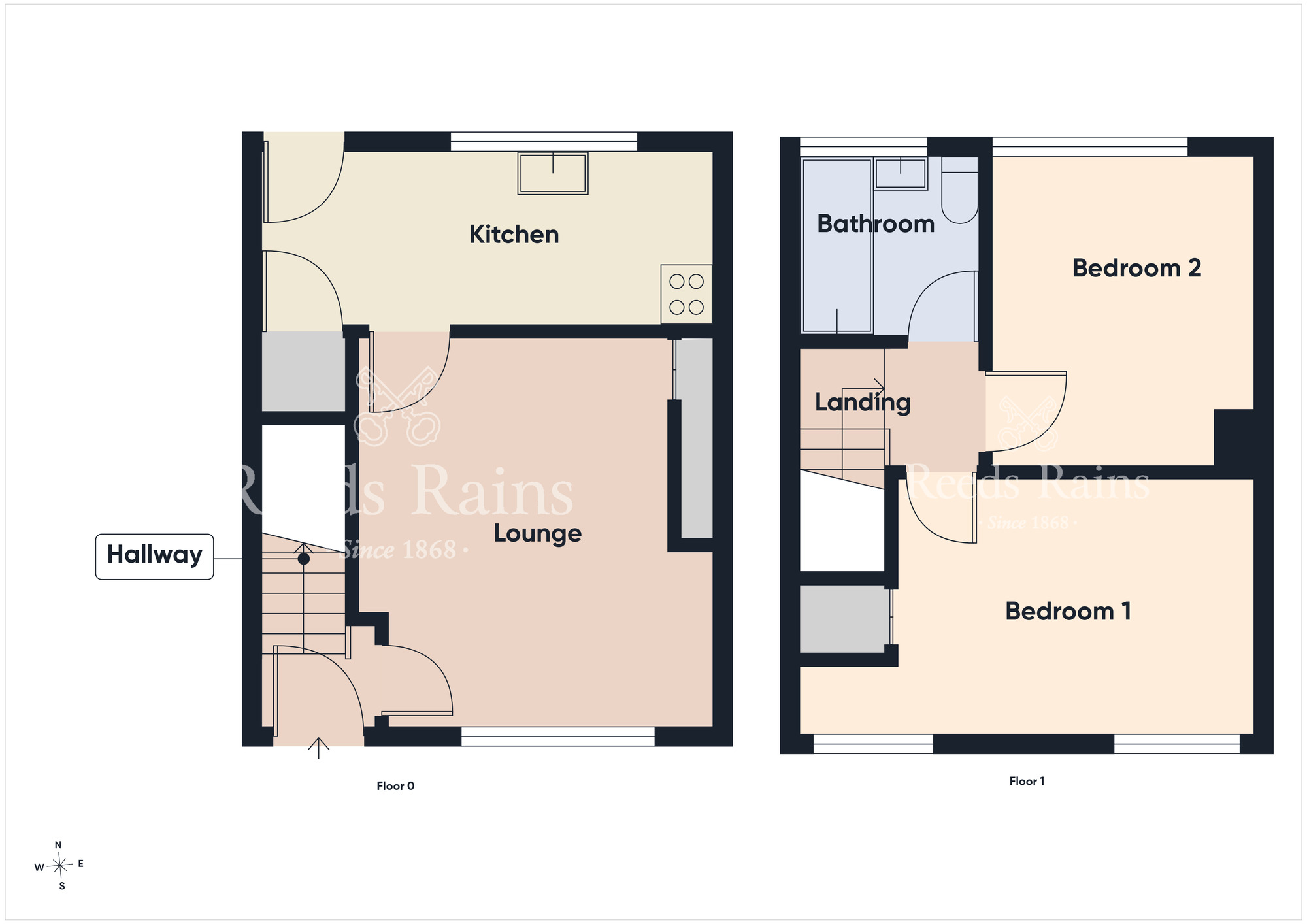 Floorplan of 2 bedroom Mid Terrace House for sale, Brooklands Gardens, Dundonald, County Down, BT16